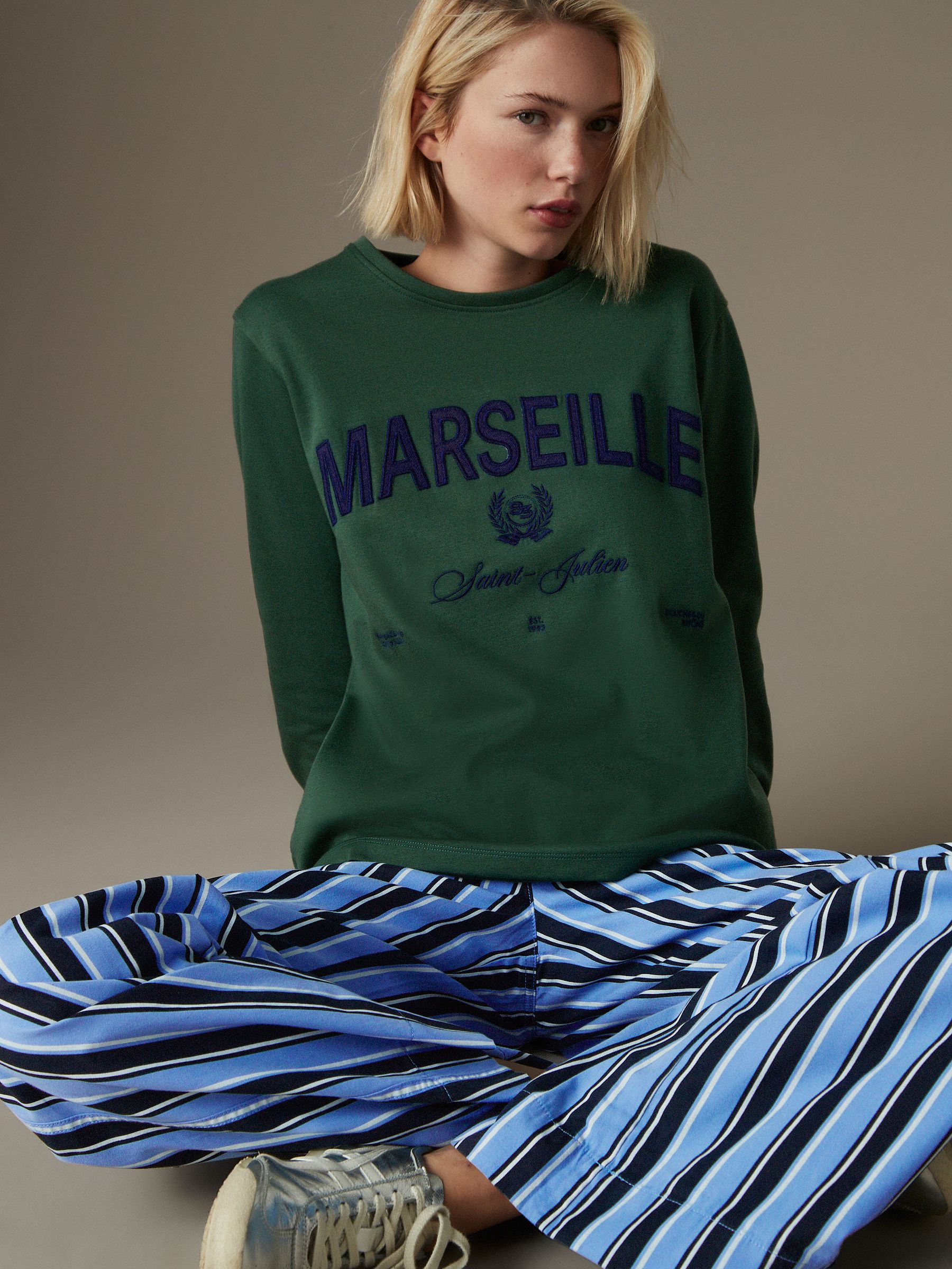 Dark Green Long Sleeve Heavyweight Crew Neck T-Shirt