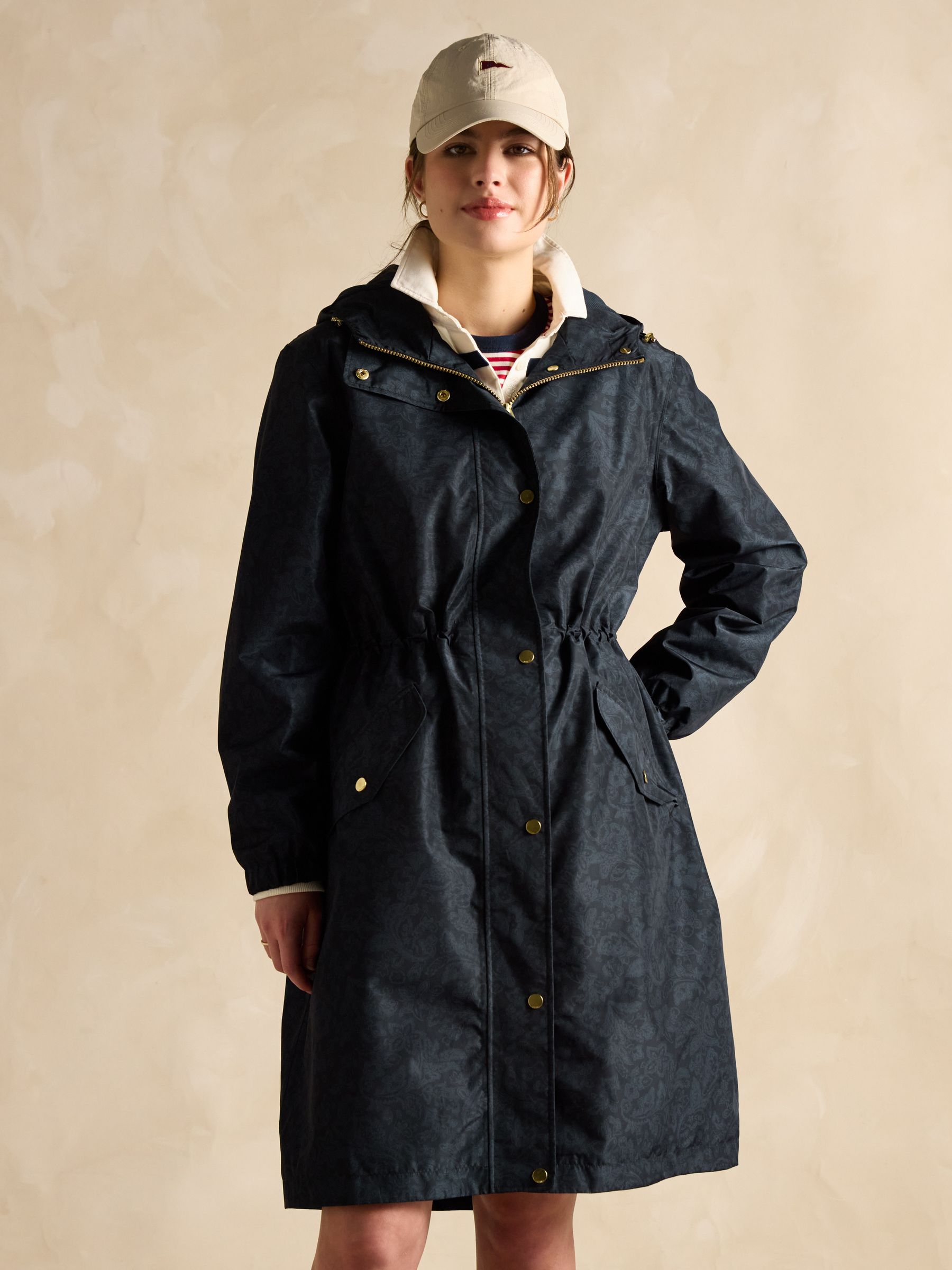 Joules Holkham Navy Waterproof Packable Raincoat With Hood
