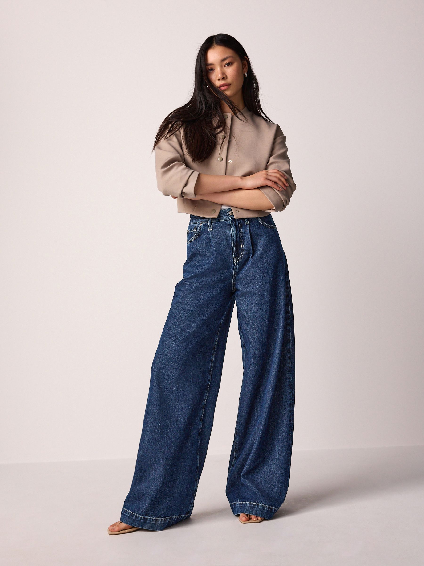Rinse Wash Palazzo Wide Leg 100% Cotton Jeans