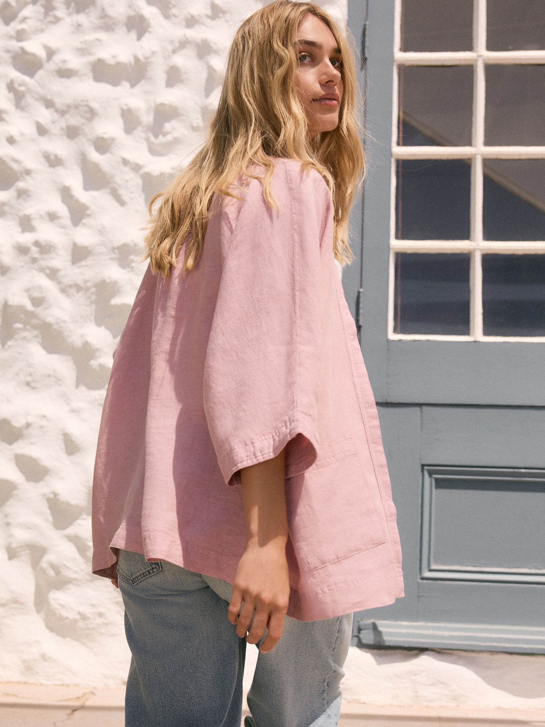 Rose Pink 100% Linen Jacket