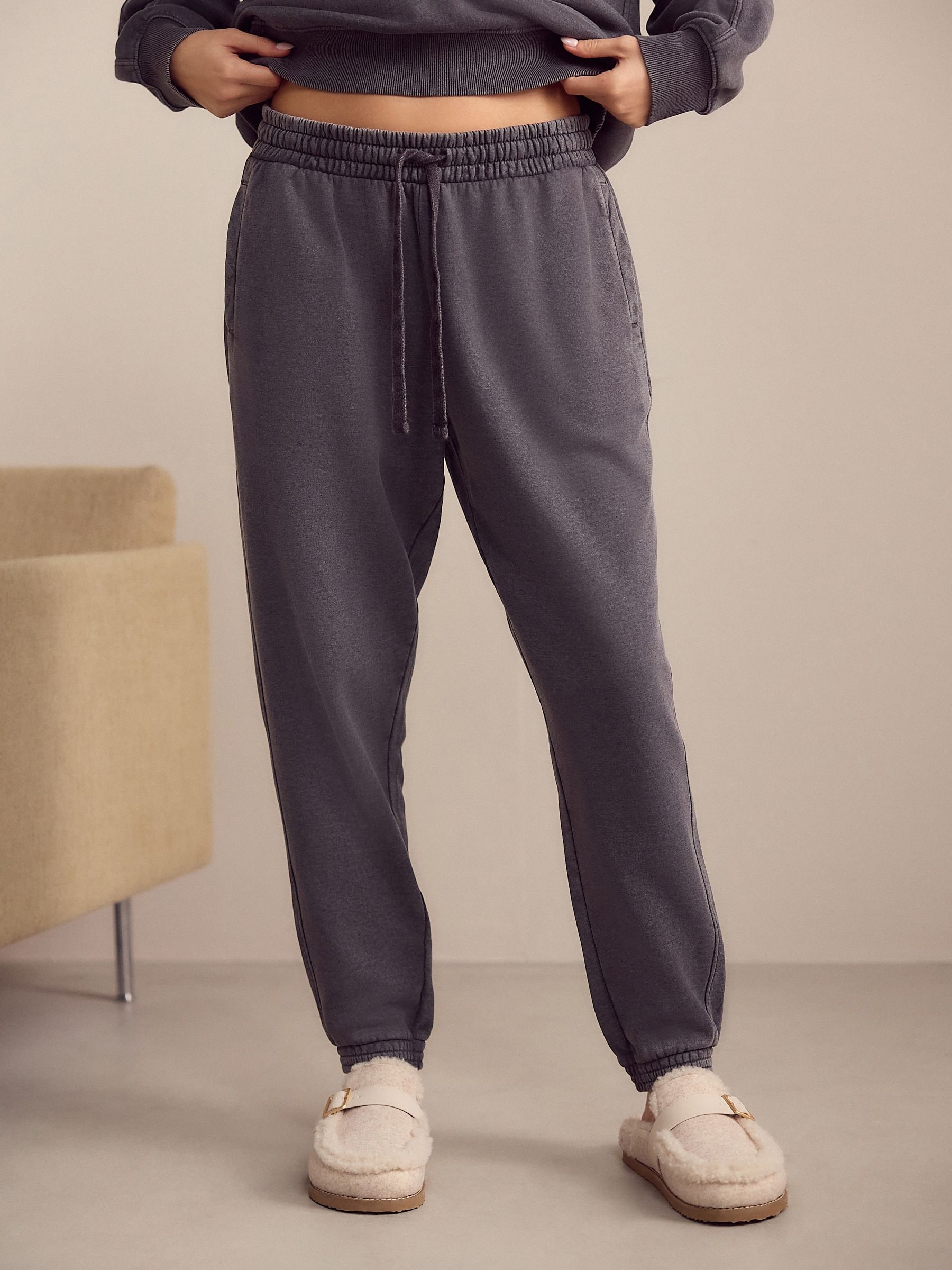 Washed Grey Cuffed Joggers