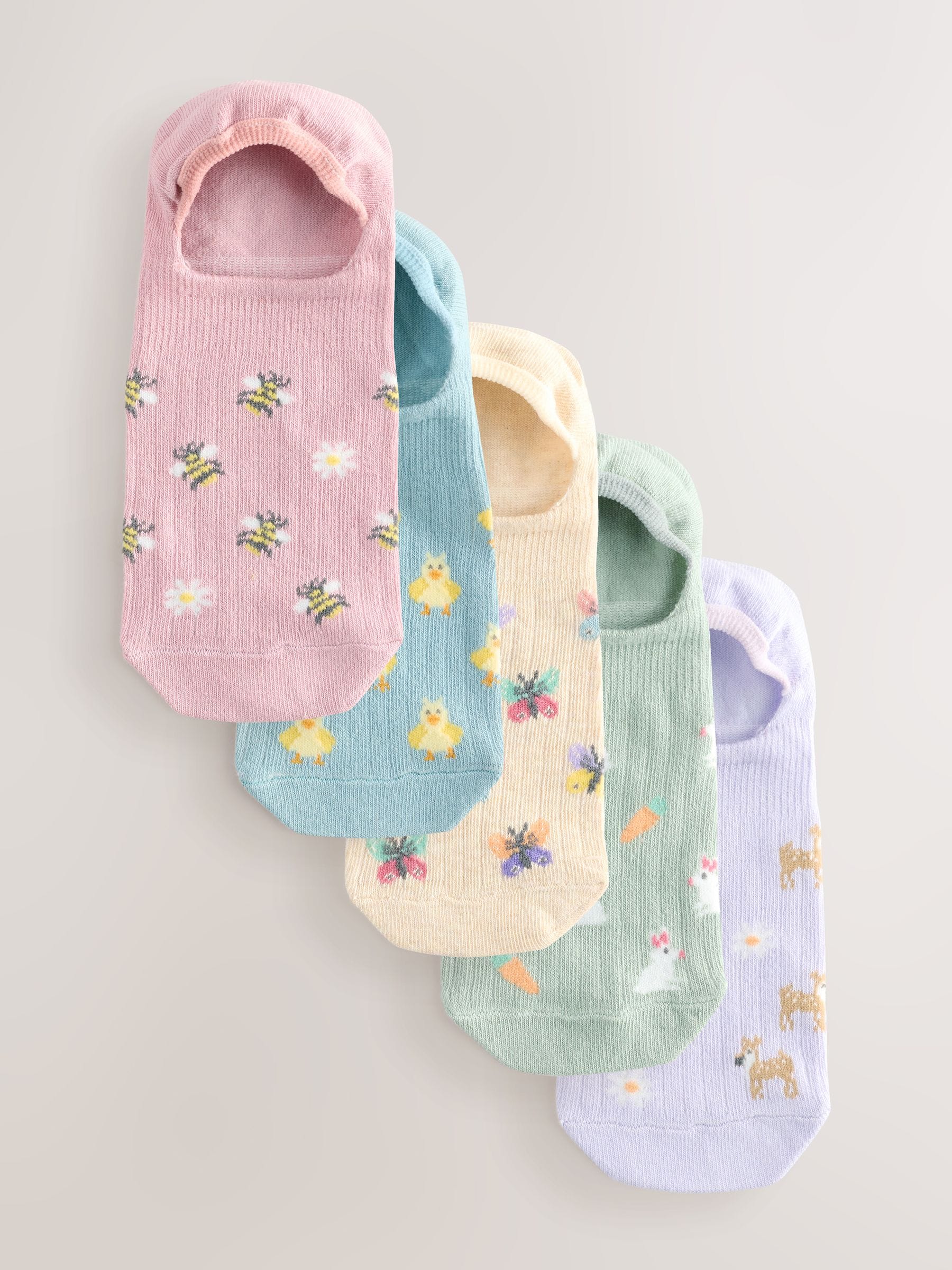 Spring Animals Invisible Socks 5 Pack