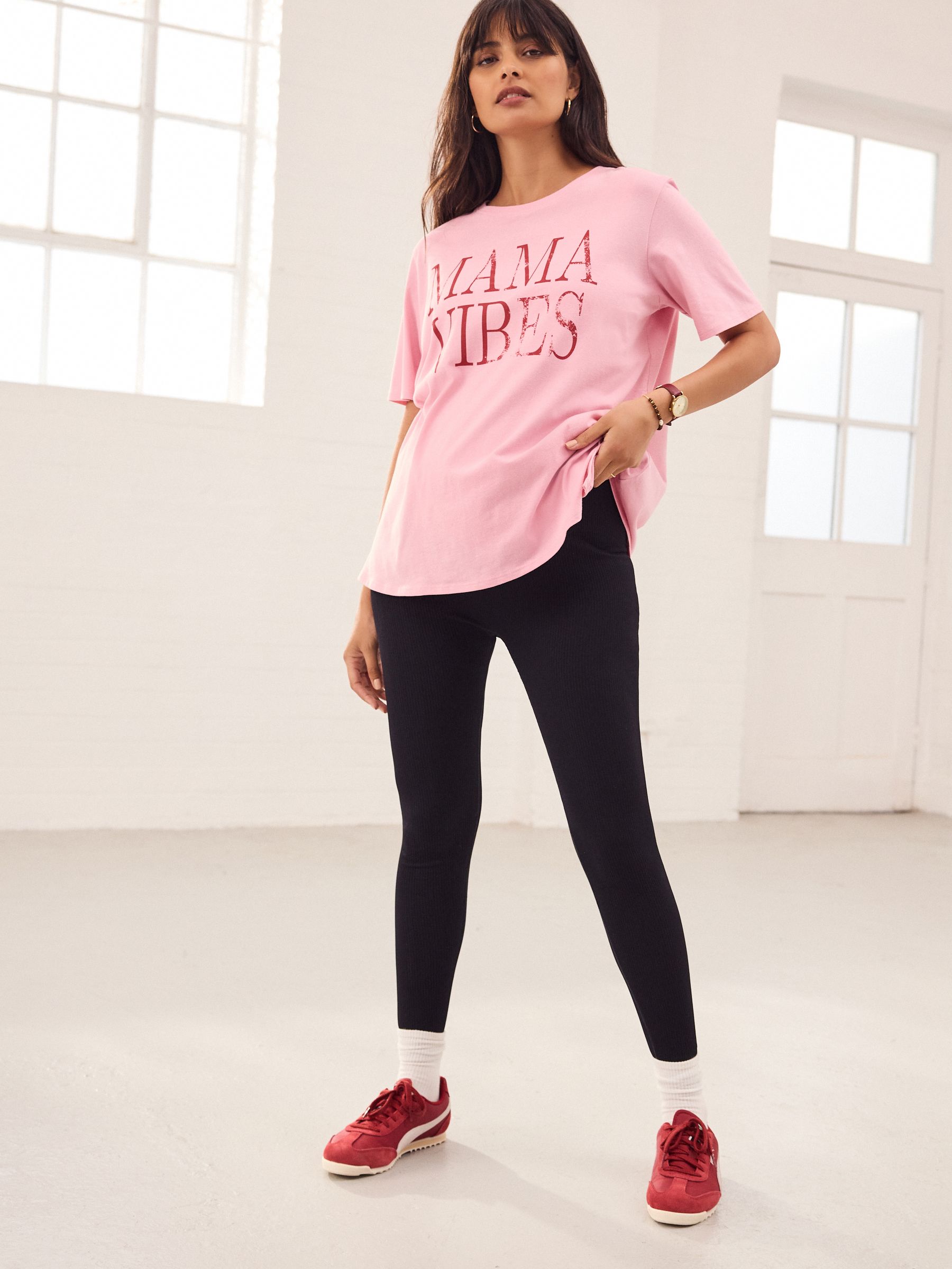 Black Maternity Ribbed Seamless Leggings