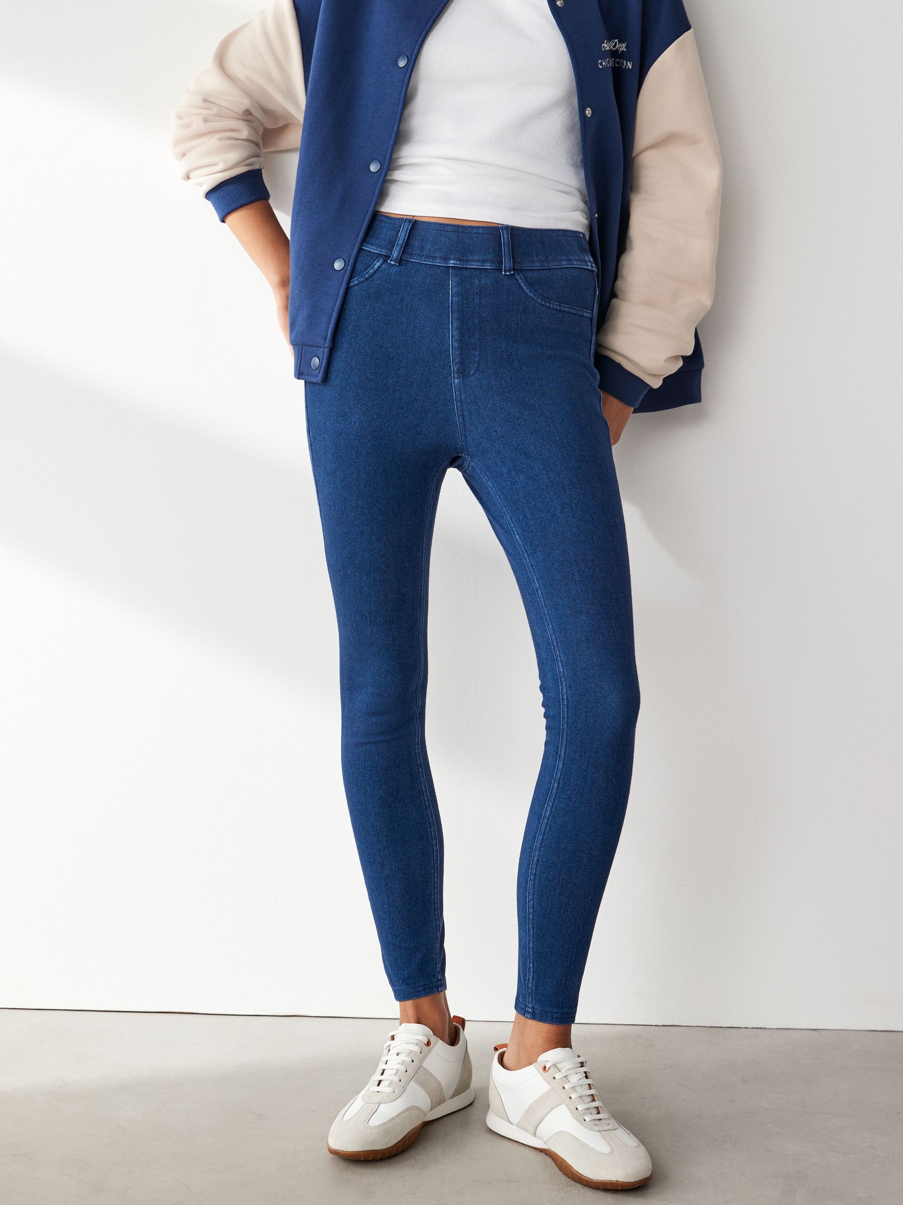 Dark Blue Jersey Denim Leggings
