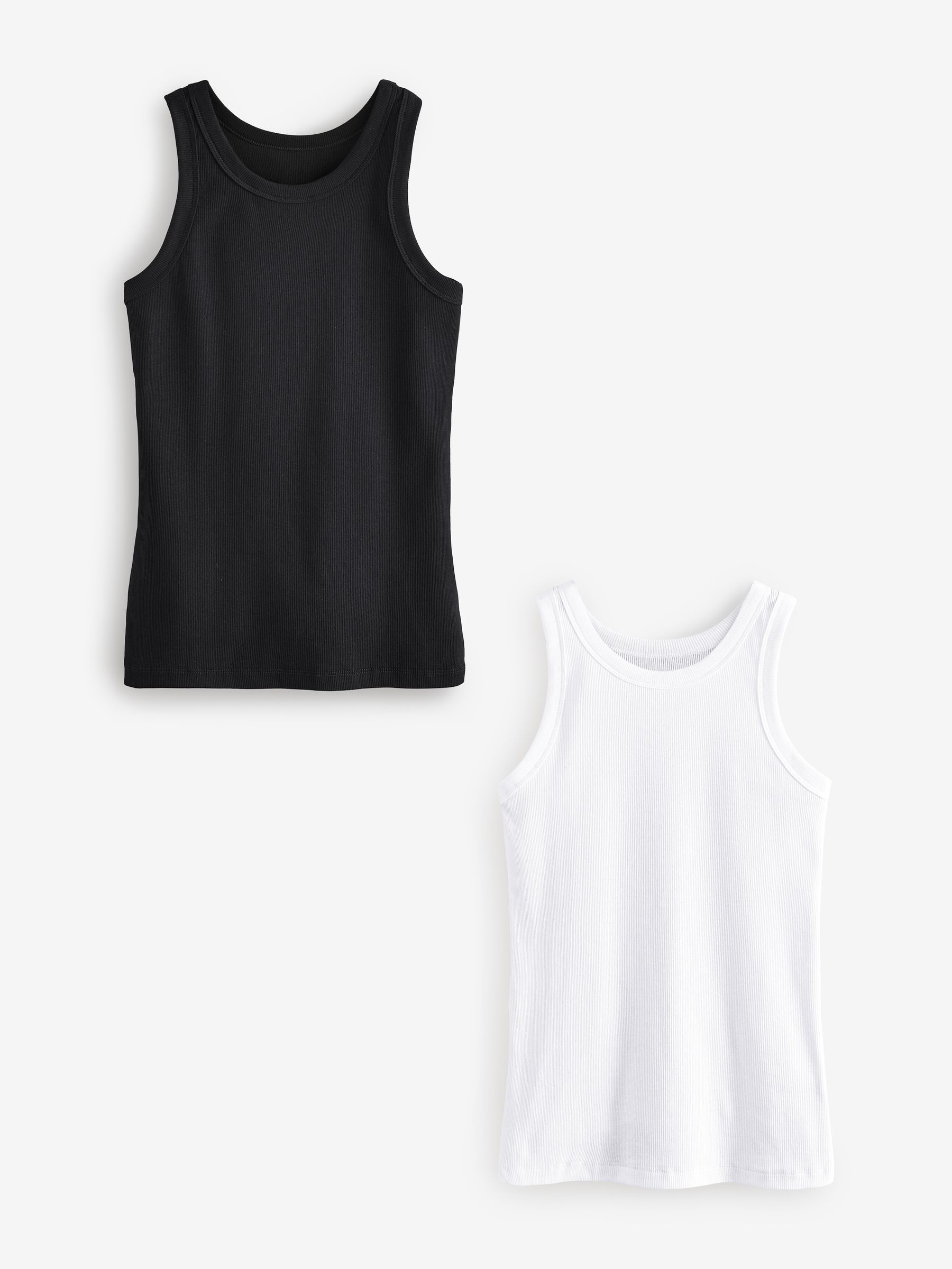 Black/White High Neck Vests 2 Pack
