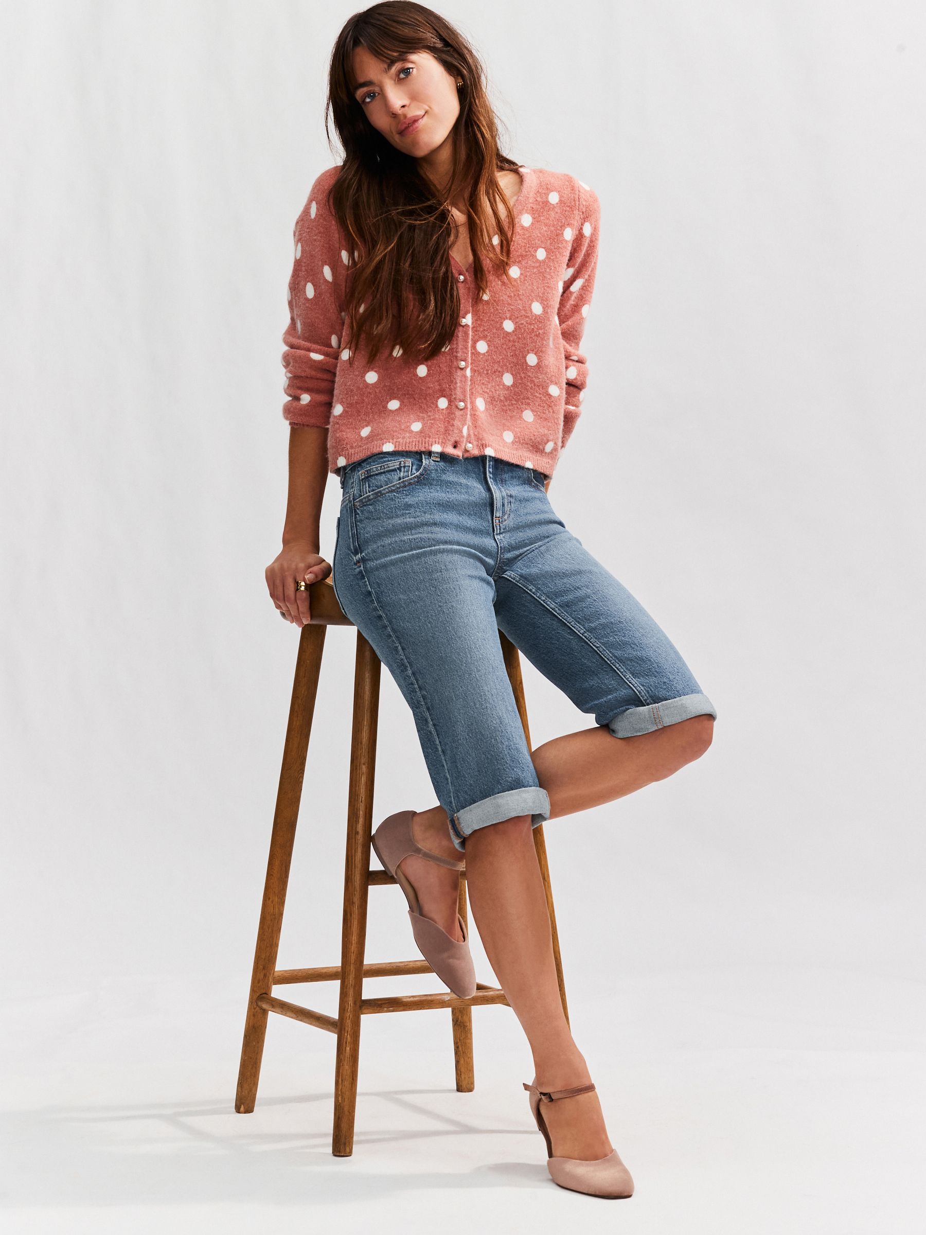 Mid Blue Knee Length Bermuda Denim Shorts