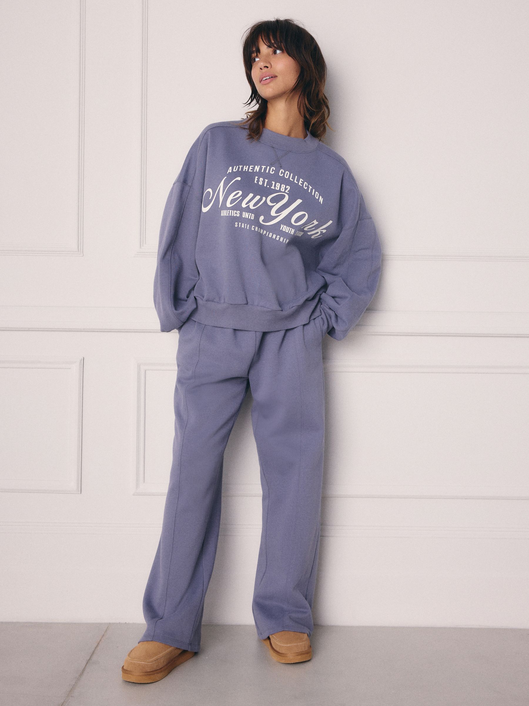 Blue Wide Leg Joggers