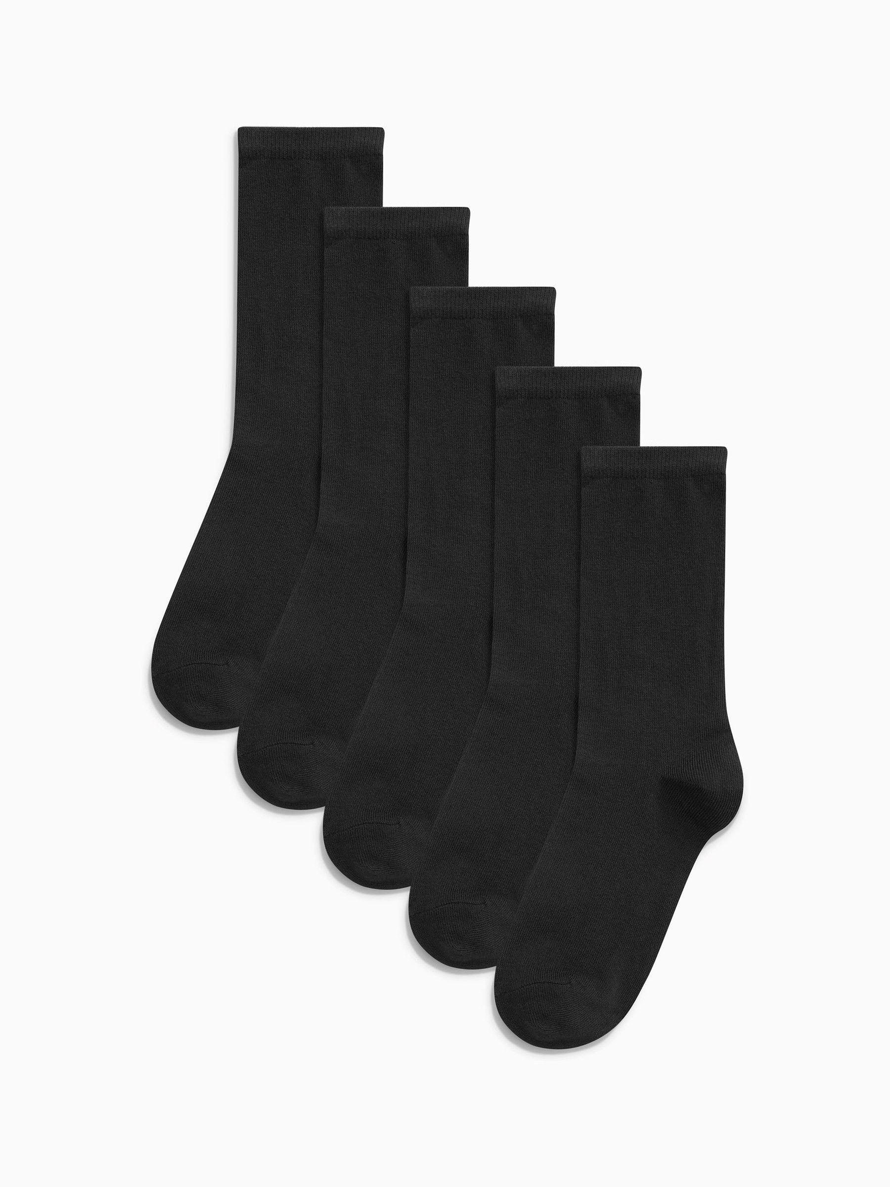 Black Basic Ankle Socks Five Pack