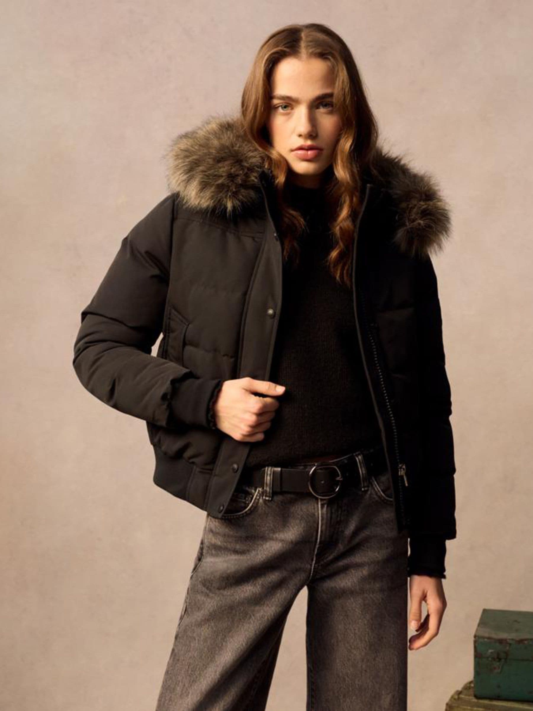 Superdry Black Everest Hooded Bomber Jacket