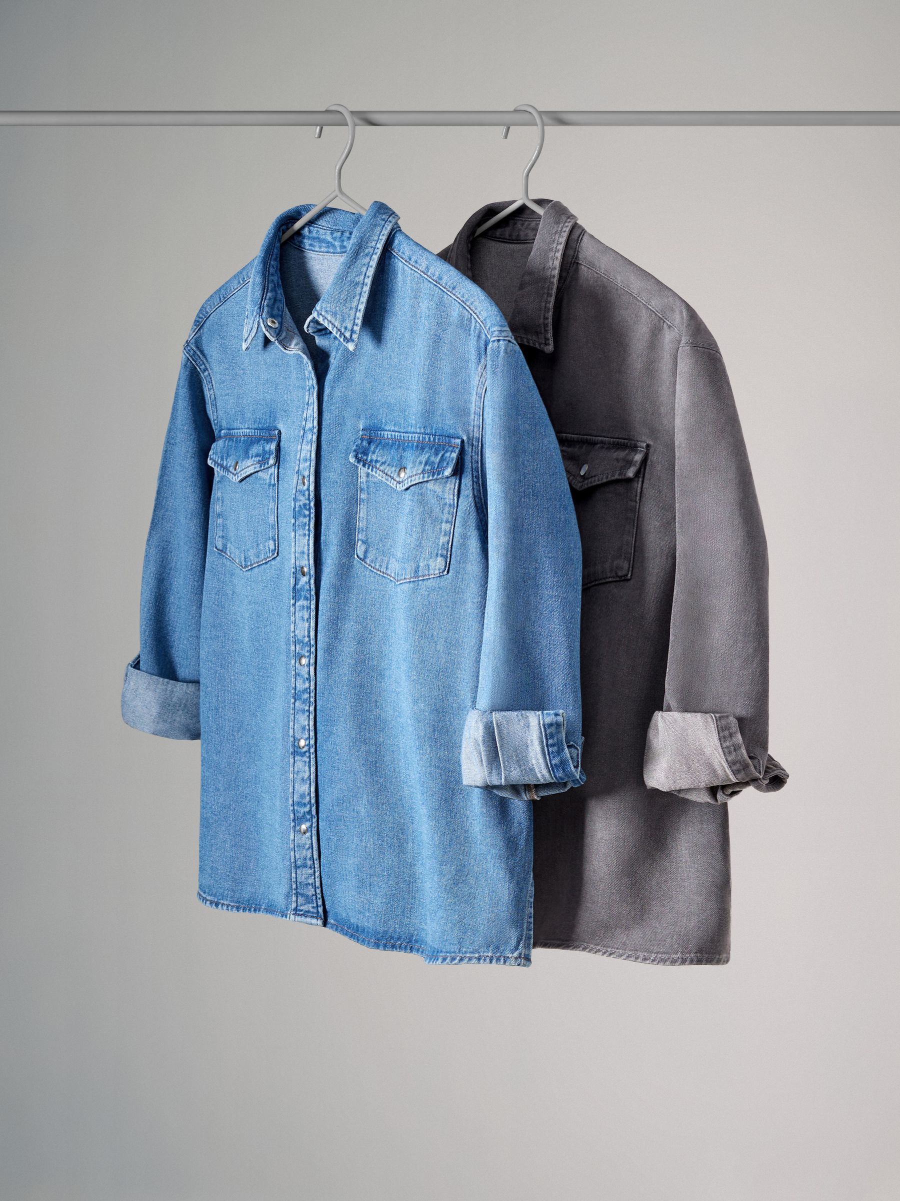 The Set Mid Blue/Washed Black 2 Pack Denim Shirts