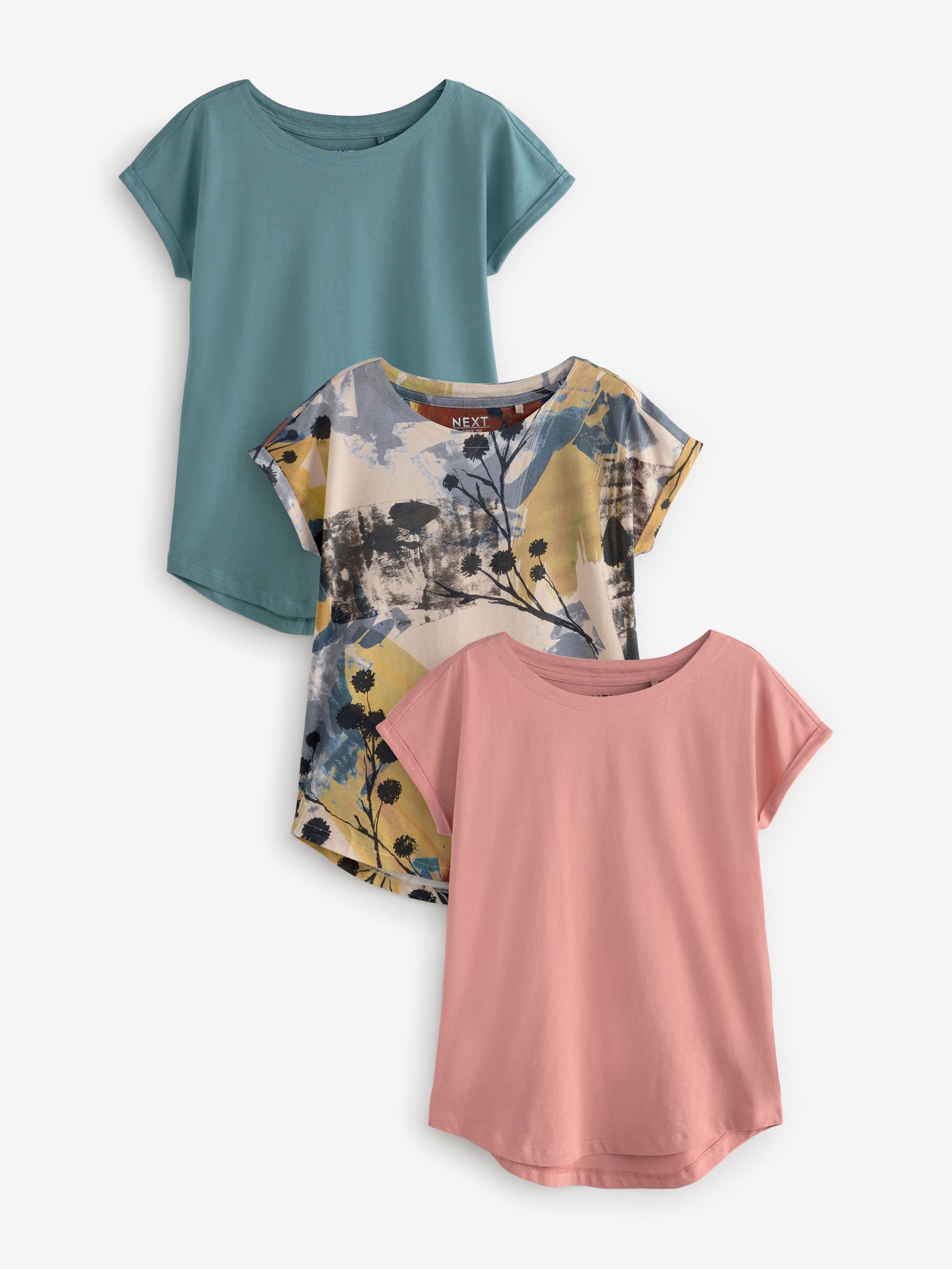 Pink Cap Sleeve 100% Cotton T-Shirts 3 Pack