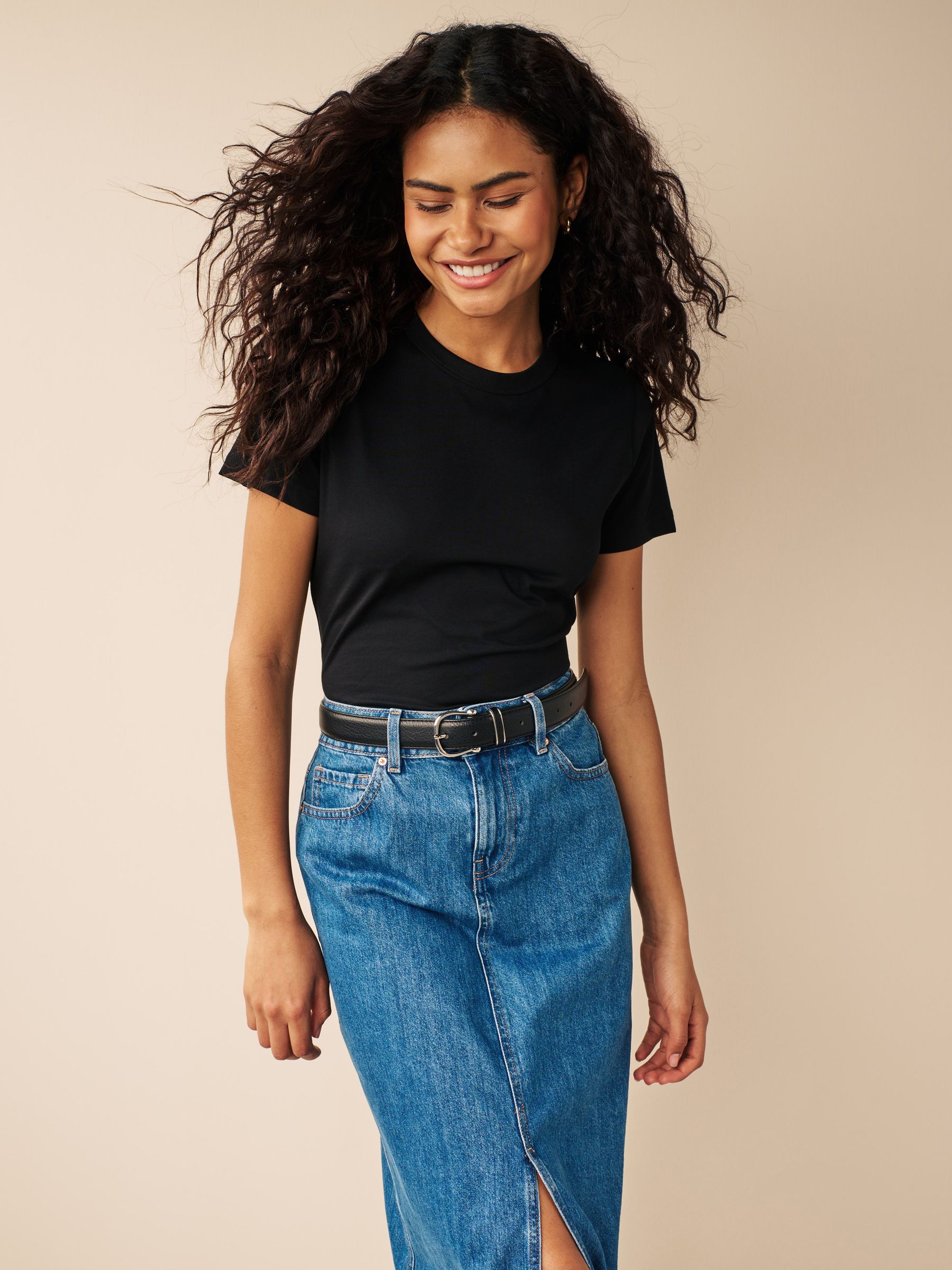 Black Essential Pure Cotton Short Sleeve Crew Neck T-Shirt