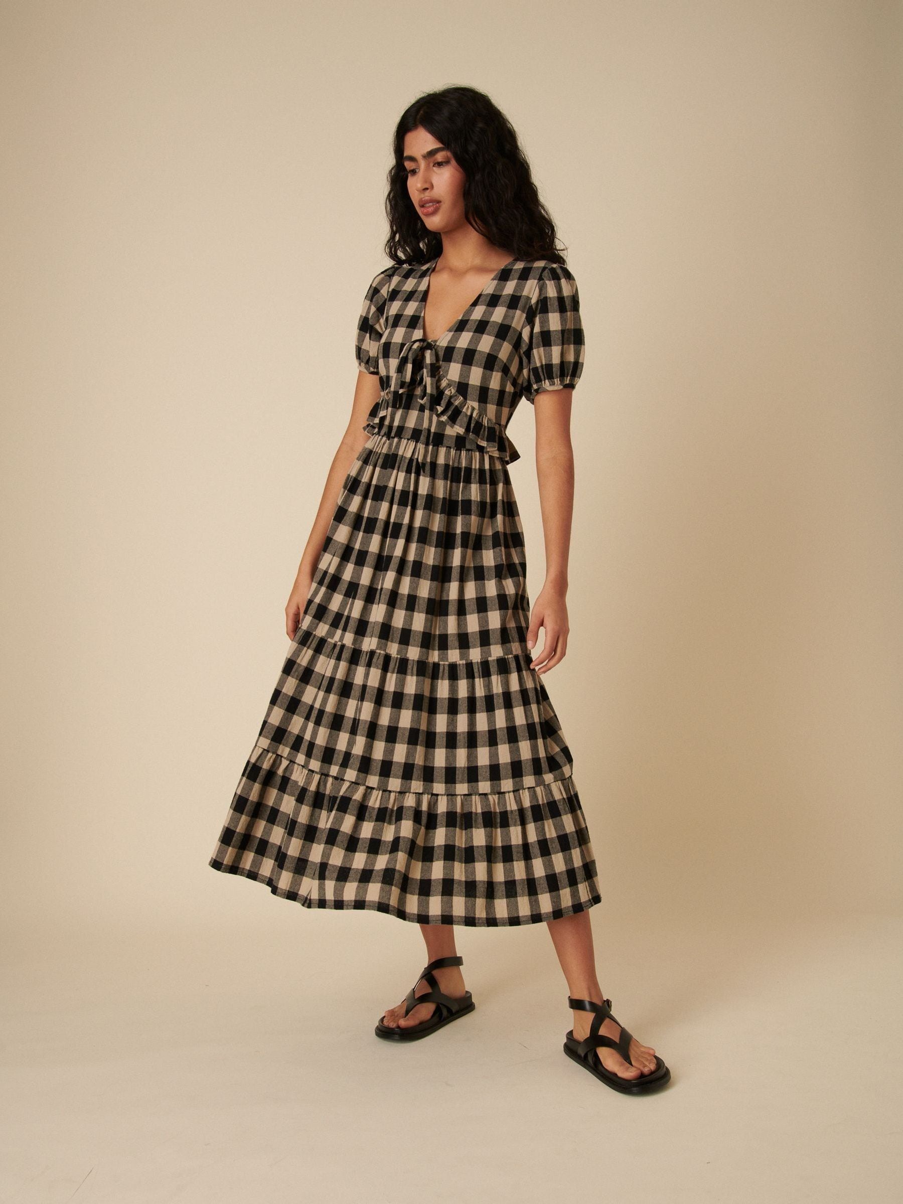 Nobodys Child Black Gingham Tie Front Tessa Dresses