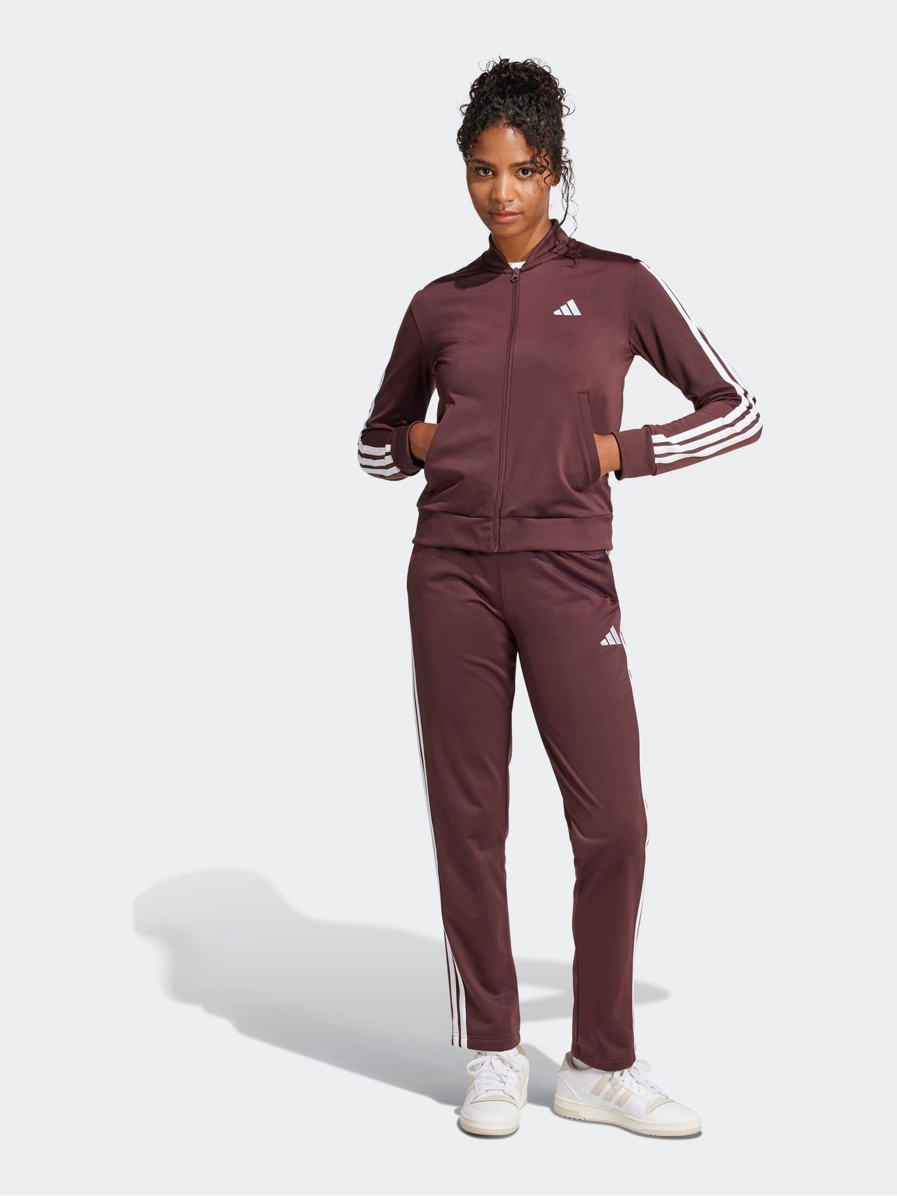 adidas Red Essentials 3 Stripes Tracksuit