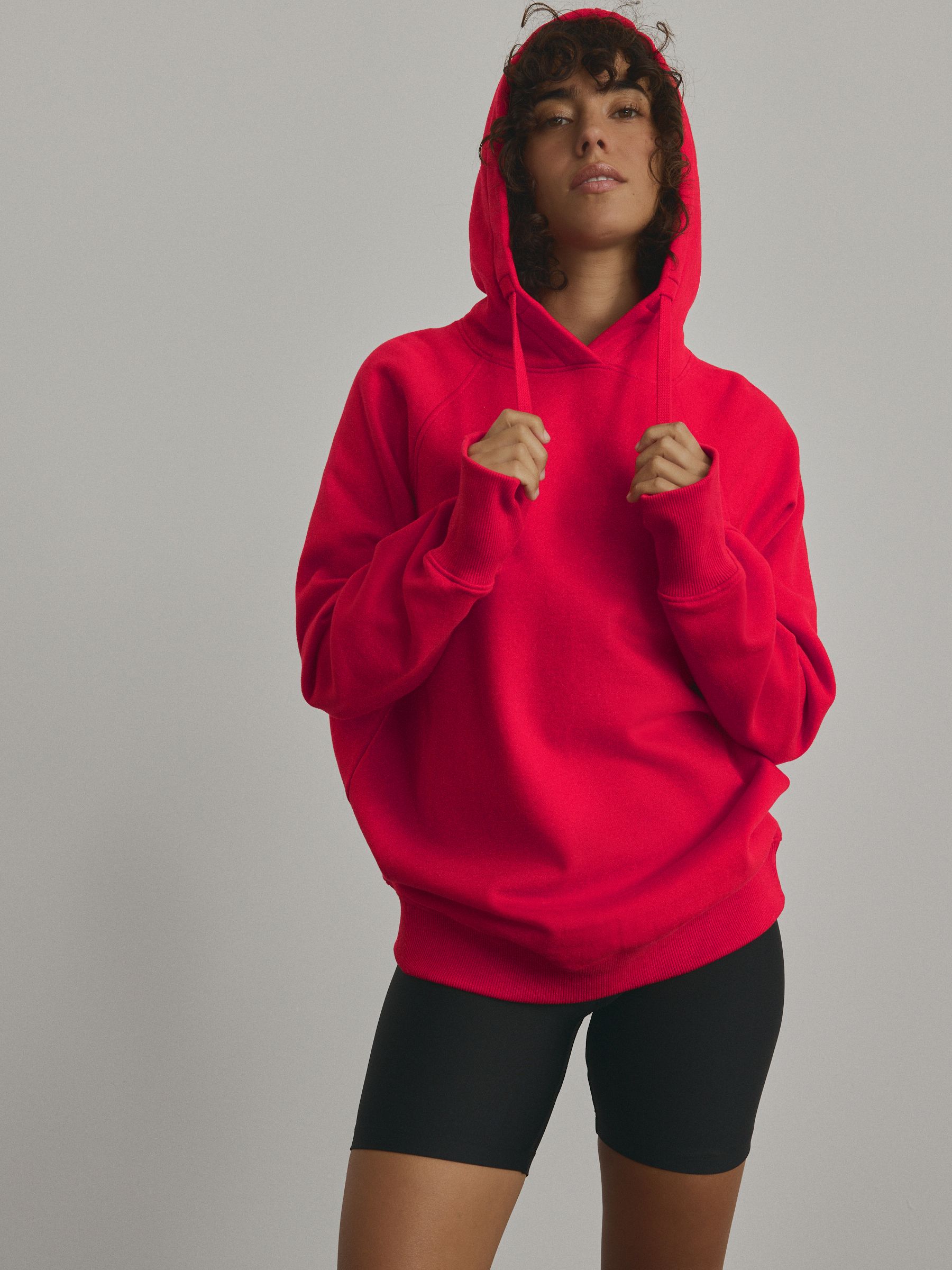 Bright Red Crimson Active Longline Overhead Hoodie
