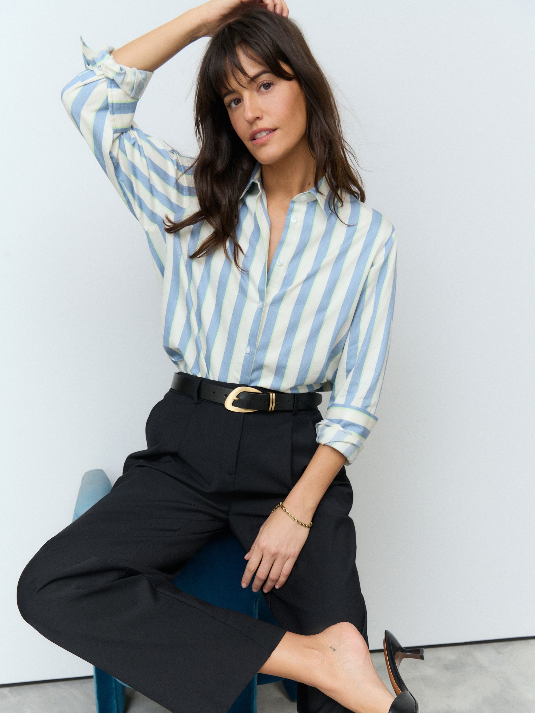 Blue Stripe Relaxed Fit Soft Touch Classic Long Sleeve 100% Cotton Shirt