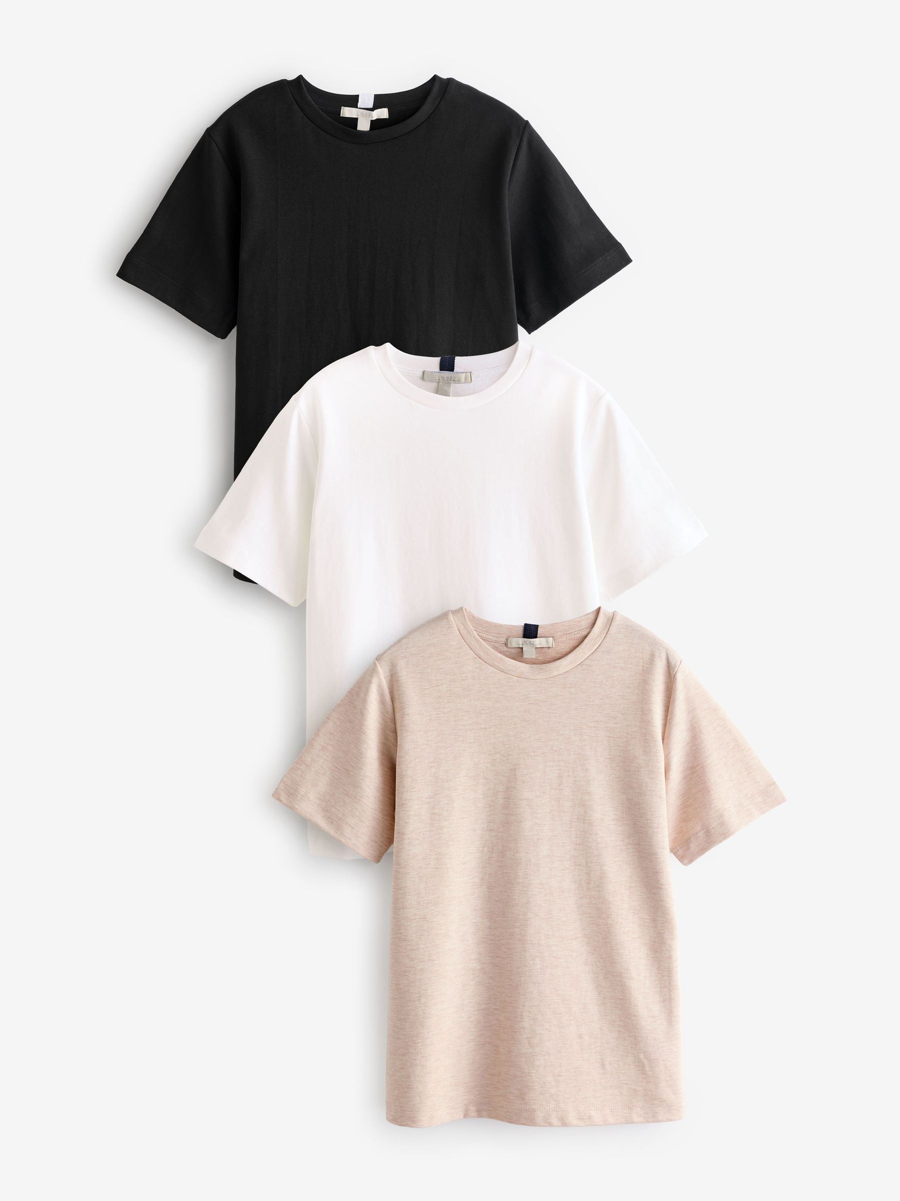 Black/White/Nude Heavyweight Basic T-Shirts 3 Pack