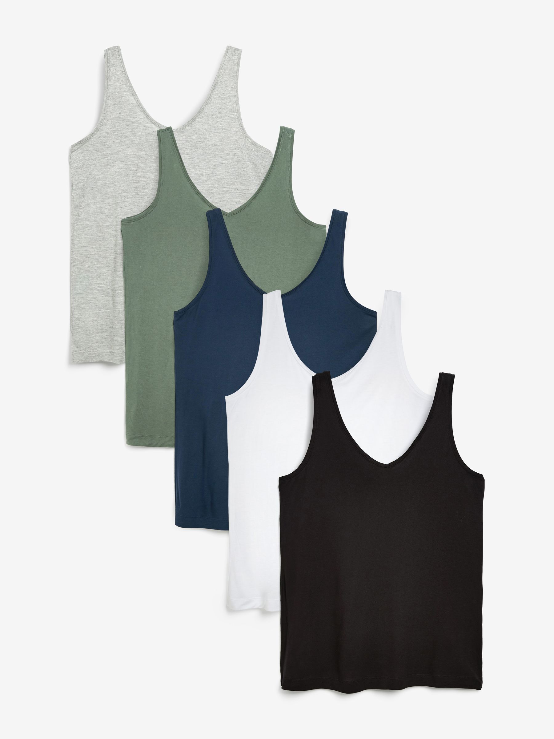 Black/White/Grey/Blue/Green Slouch Vests 5 Pack