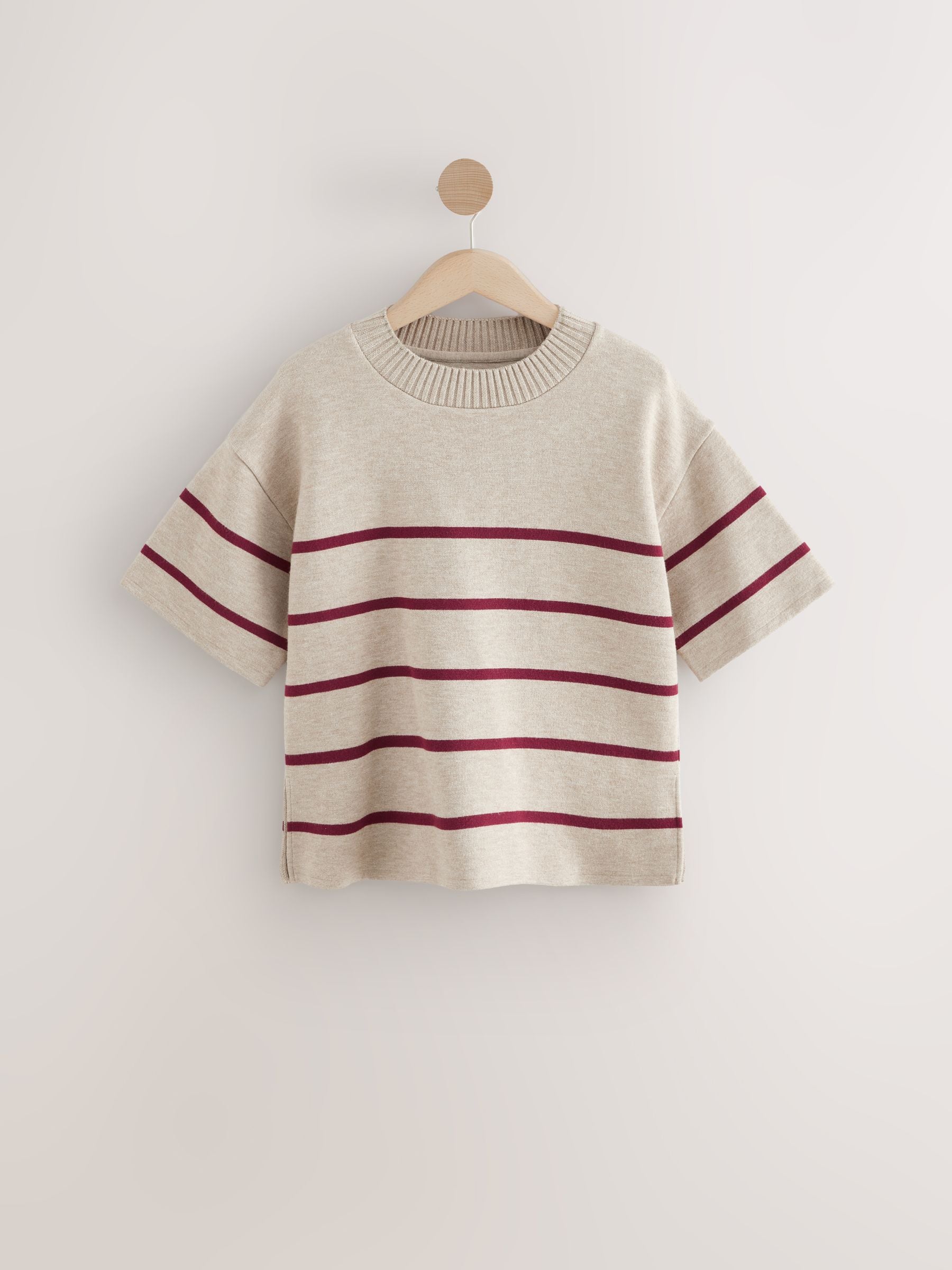 Burgundy Red Soft Touch Heavyweight Cosy Striped Jumper