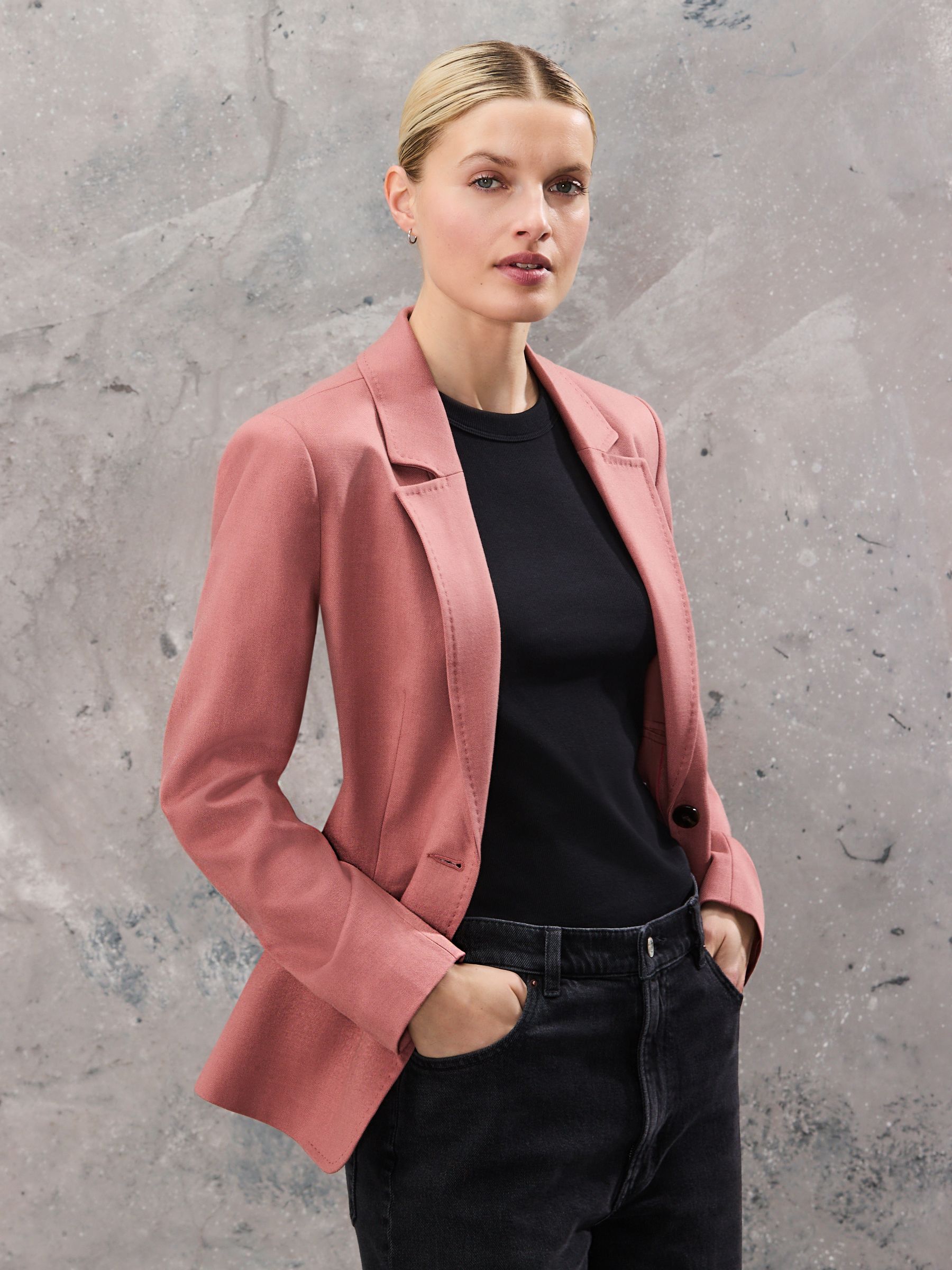 Pink Tailored Single Breasted Blazer With Wool