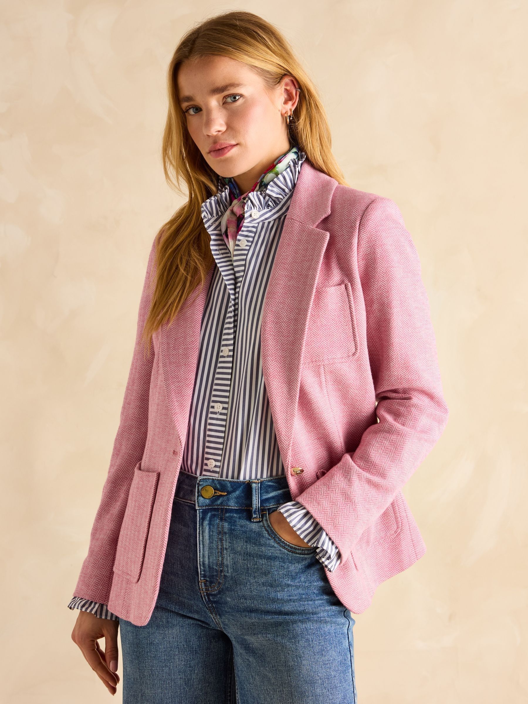 Joules Albury Pink Cotton Blazer