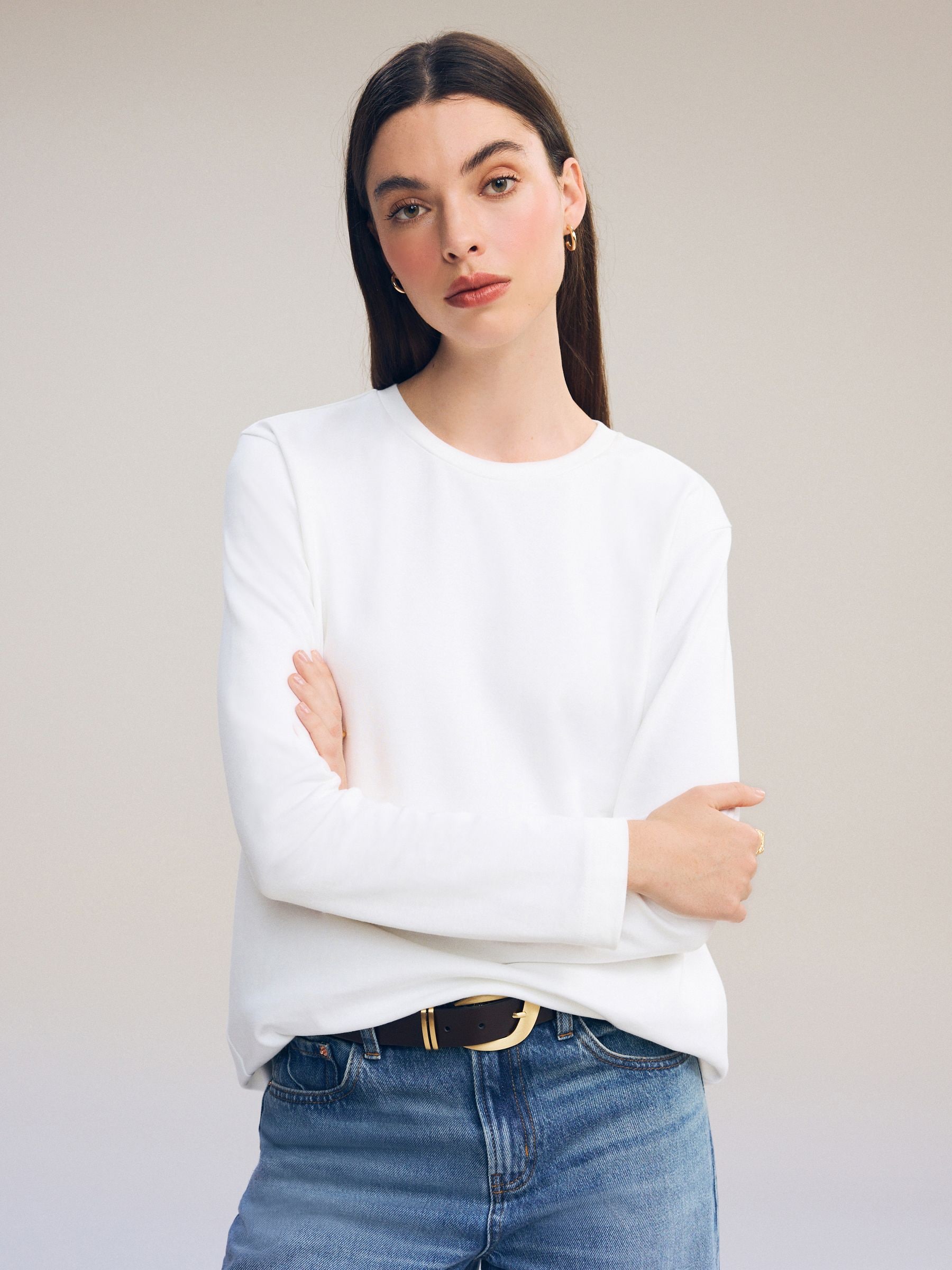 White Long Sleeve Heavyweight Crew Neck T-Shirt