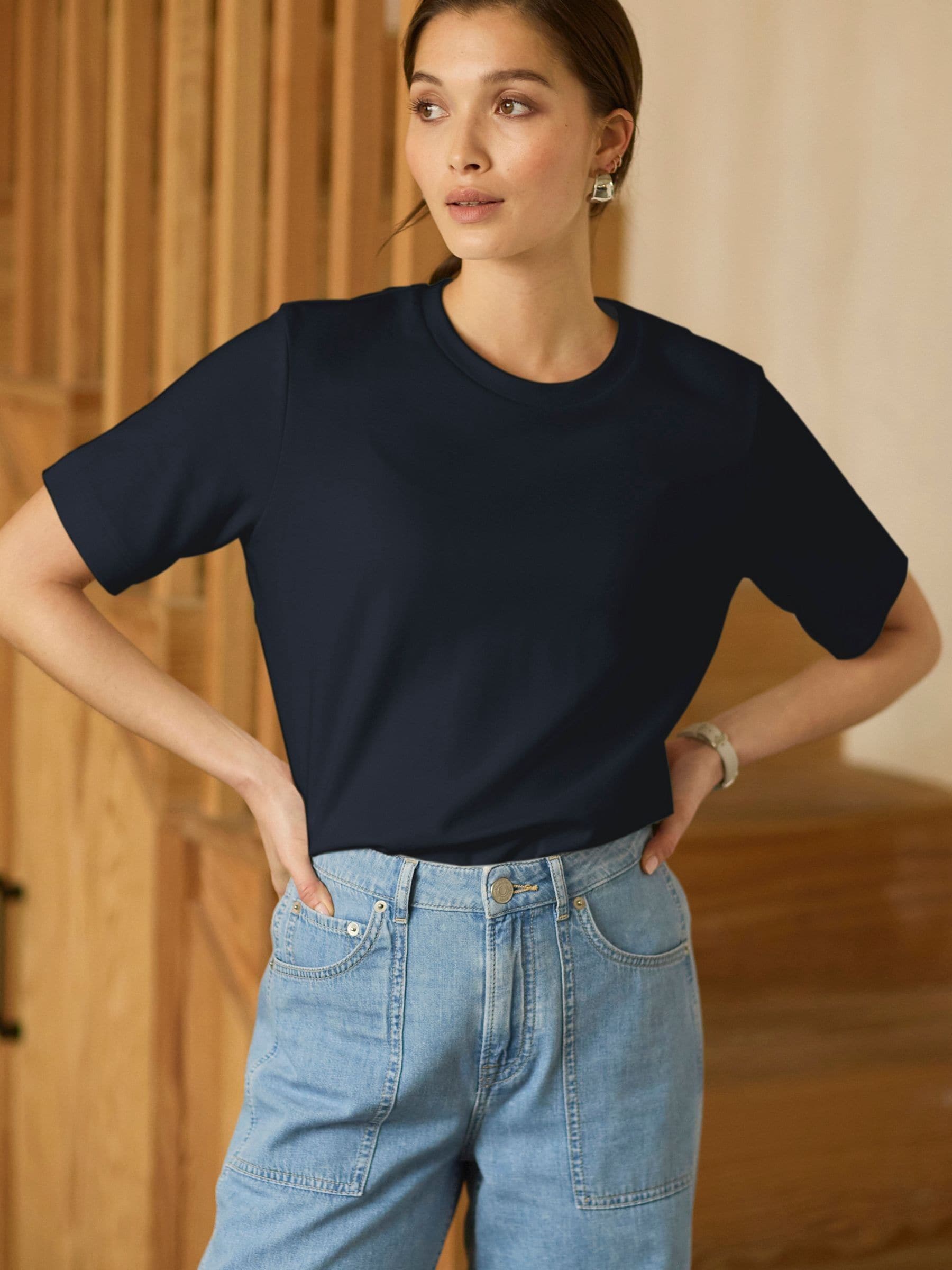 Navy Blue Heavyweight Short Sleeve Crew Neck T-Shirt