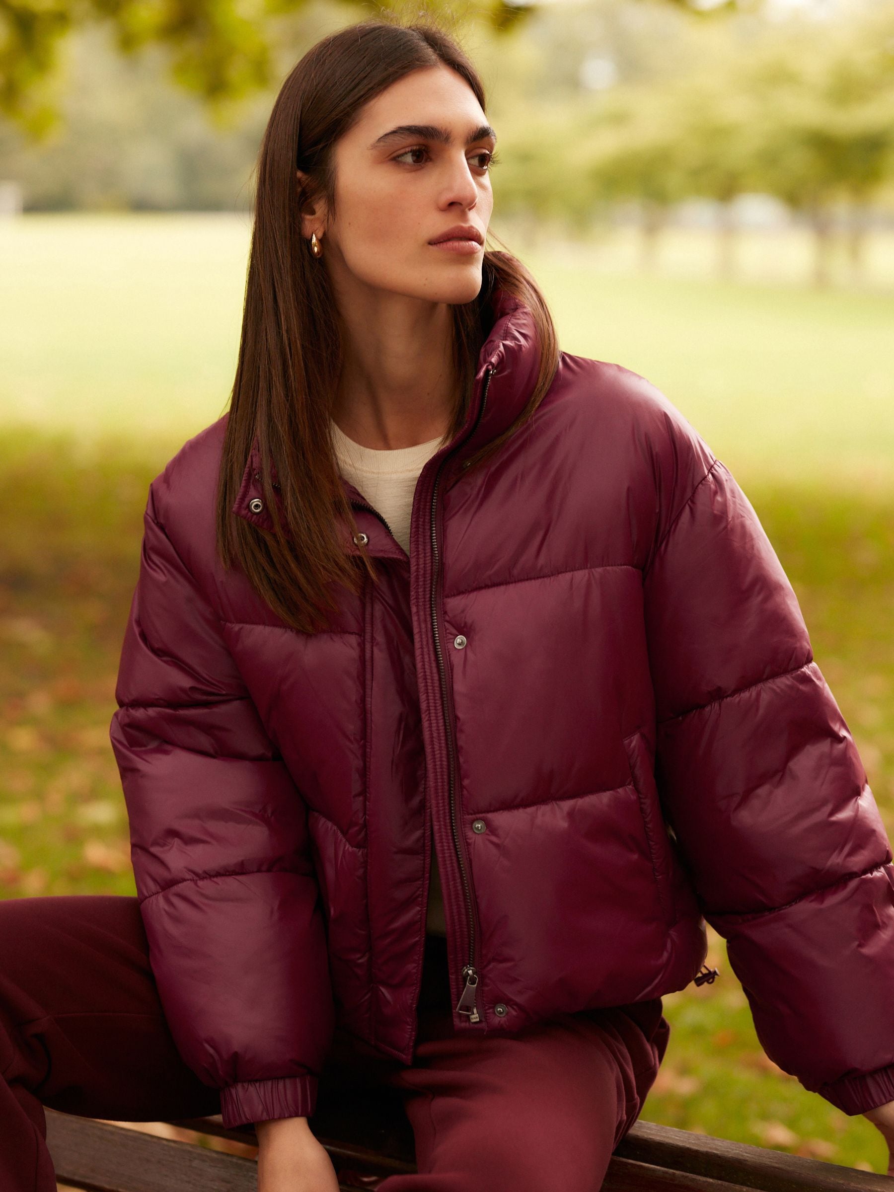 Burgundy Shower Resistant Padded Jacket