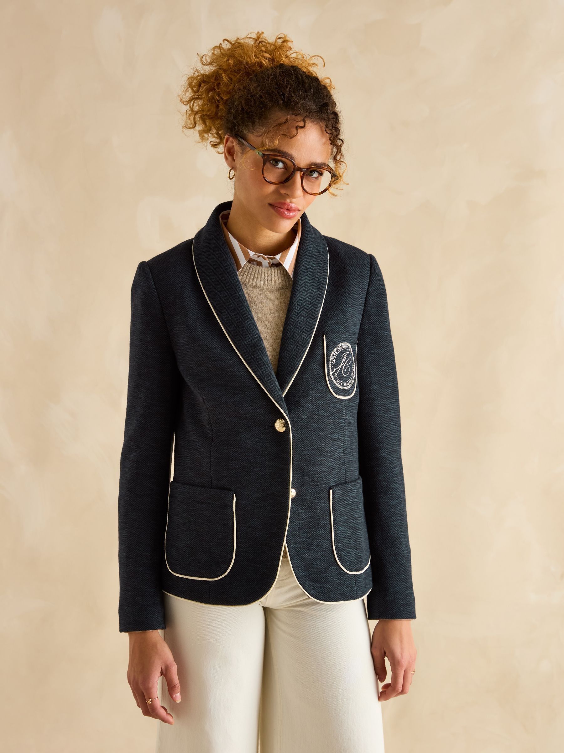 Joules Hartley Navy Shawl Collar Blazer