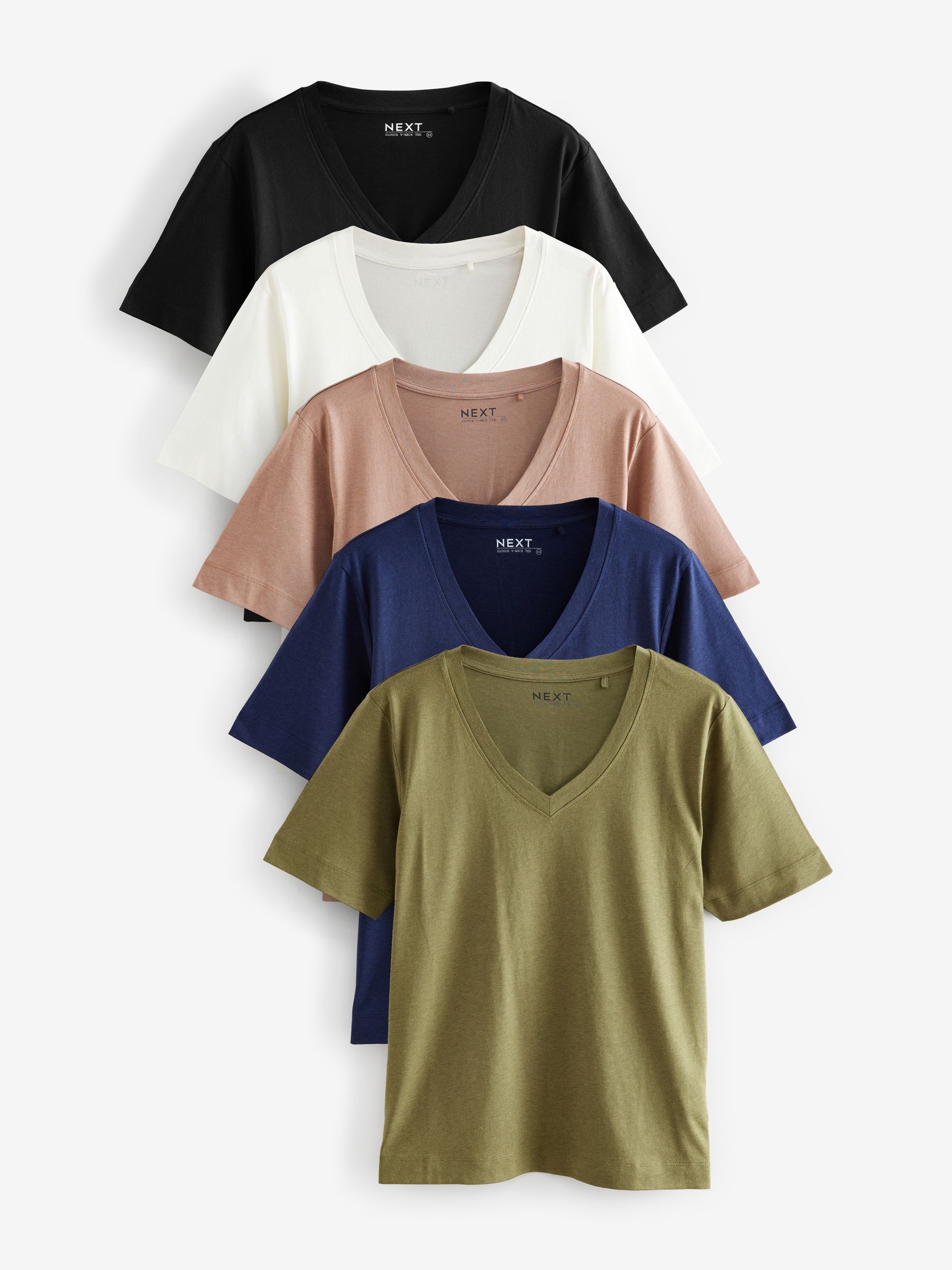 Multi Cotton Modal Slouch T-Shirt 5 Pack