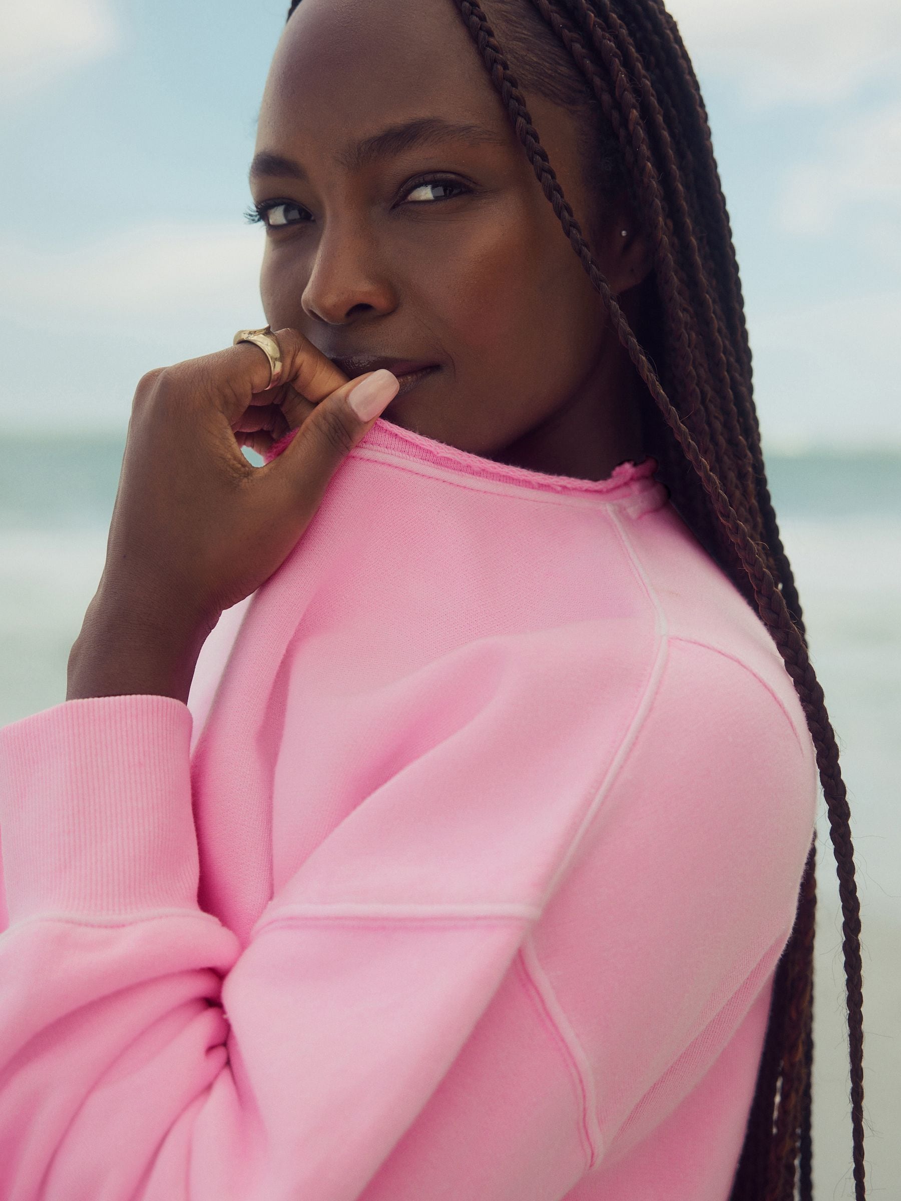 Fluro Pink Raw Hem Detail Washed 100% Cotton Crew Neck Sweatshirt