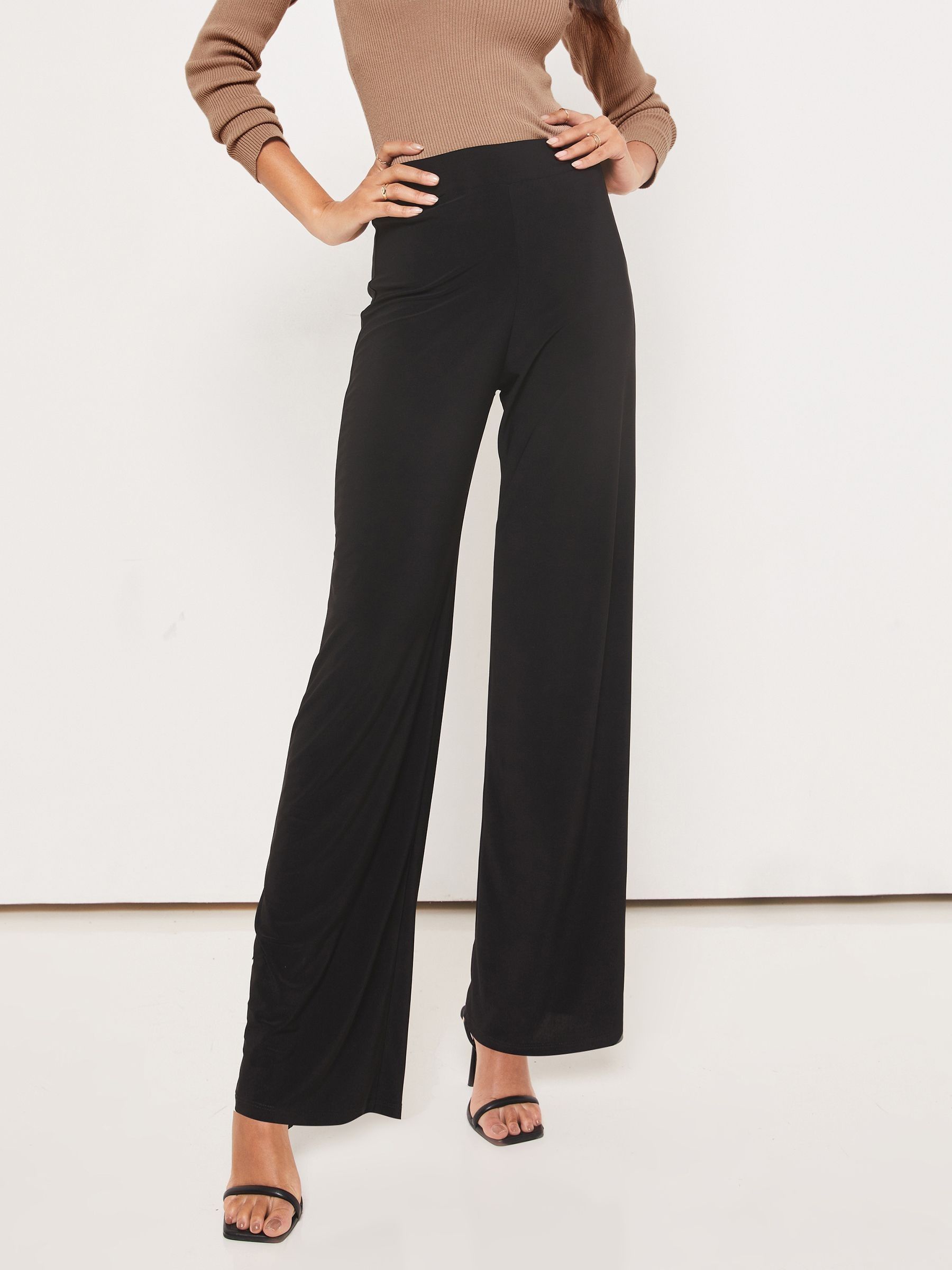 Lipsy Black High Waist Wide Leg Tailored Trousers