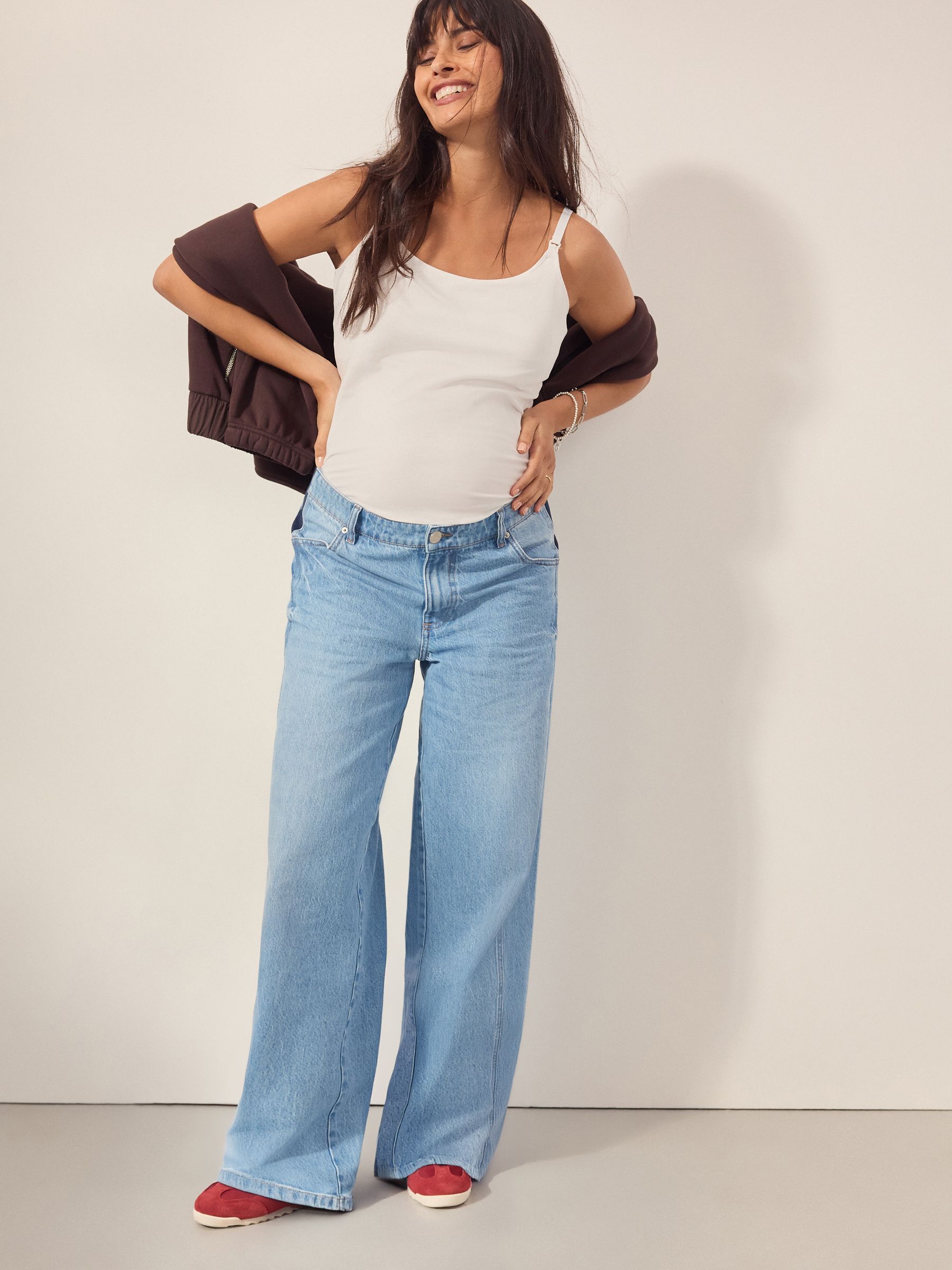 Light Blue Maternity Wide Leg 100% Cotton Jeans