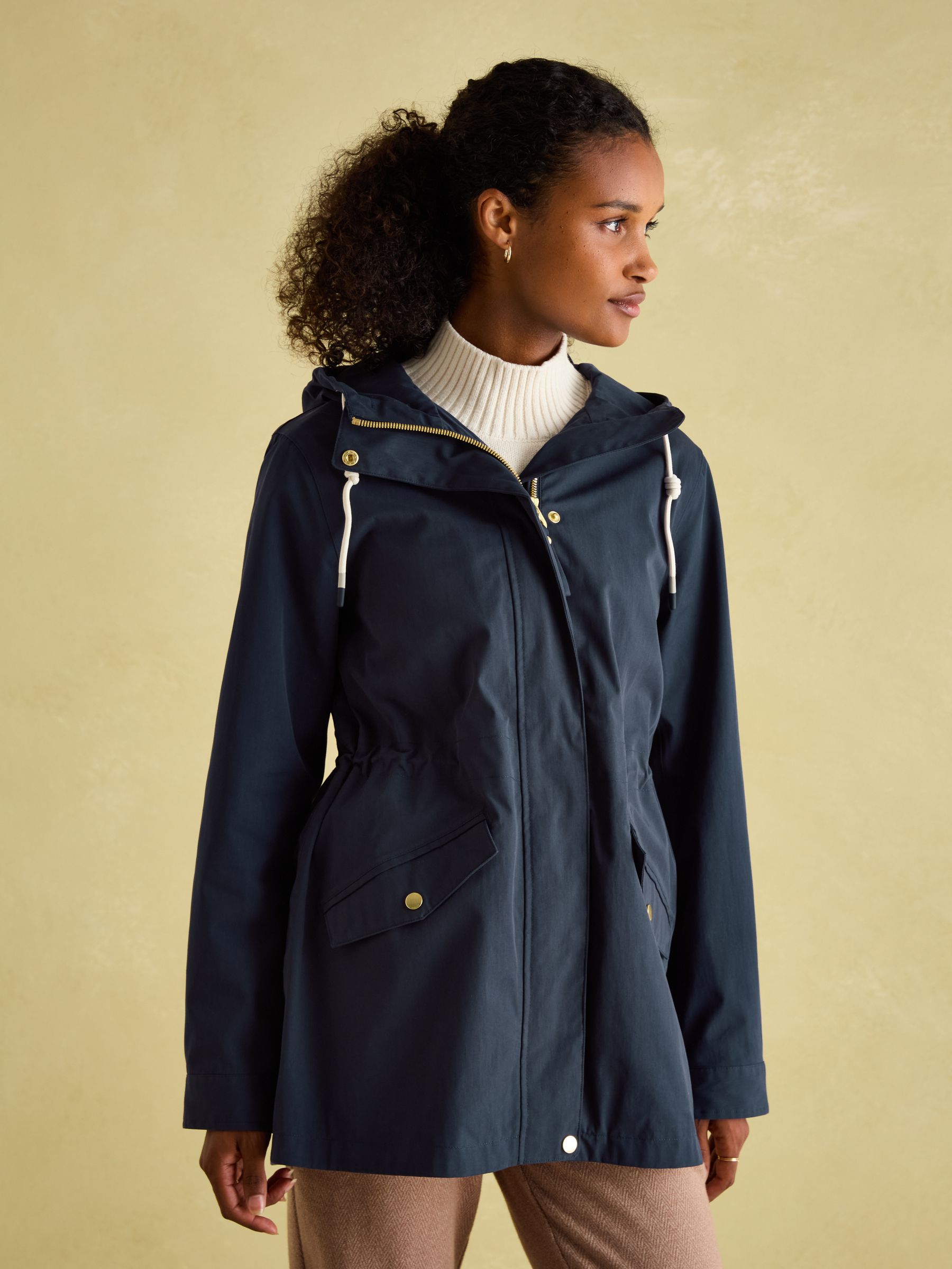 Joules Portwell Navy Blue Waterproof Raincoat With Hood