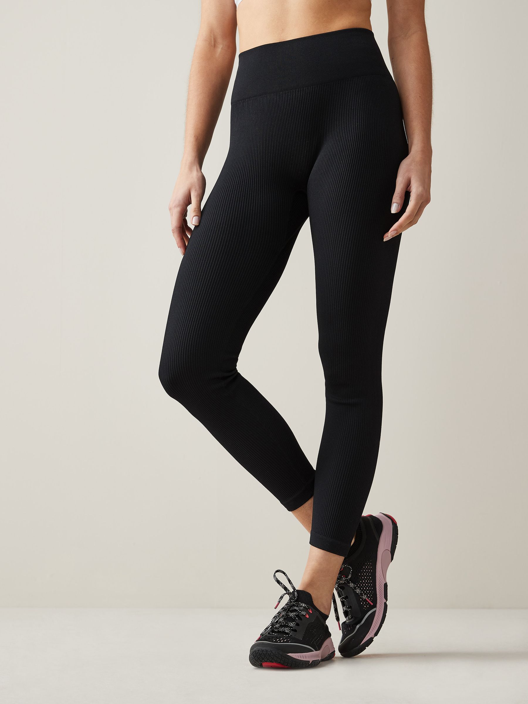 Black Ribbed Seamless High Waist Leggings
