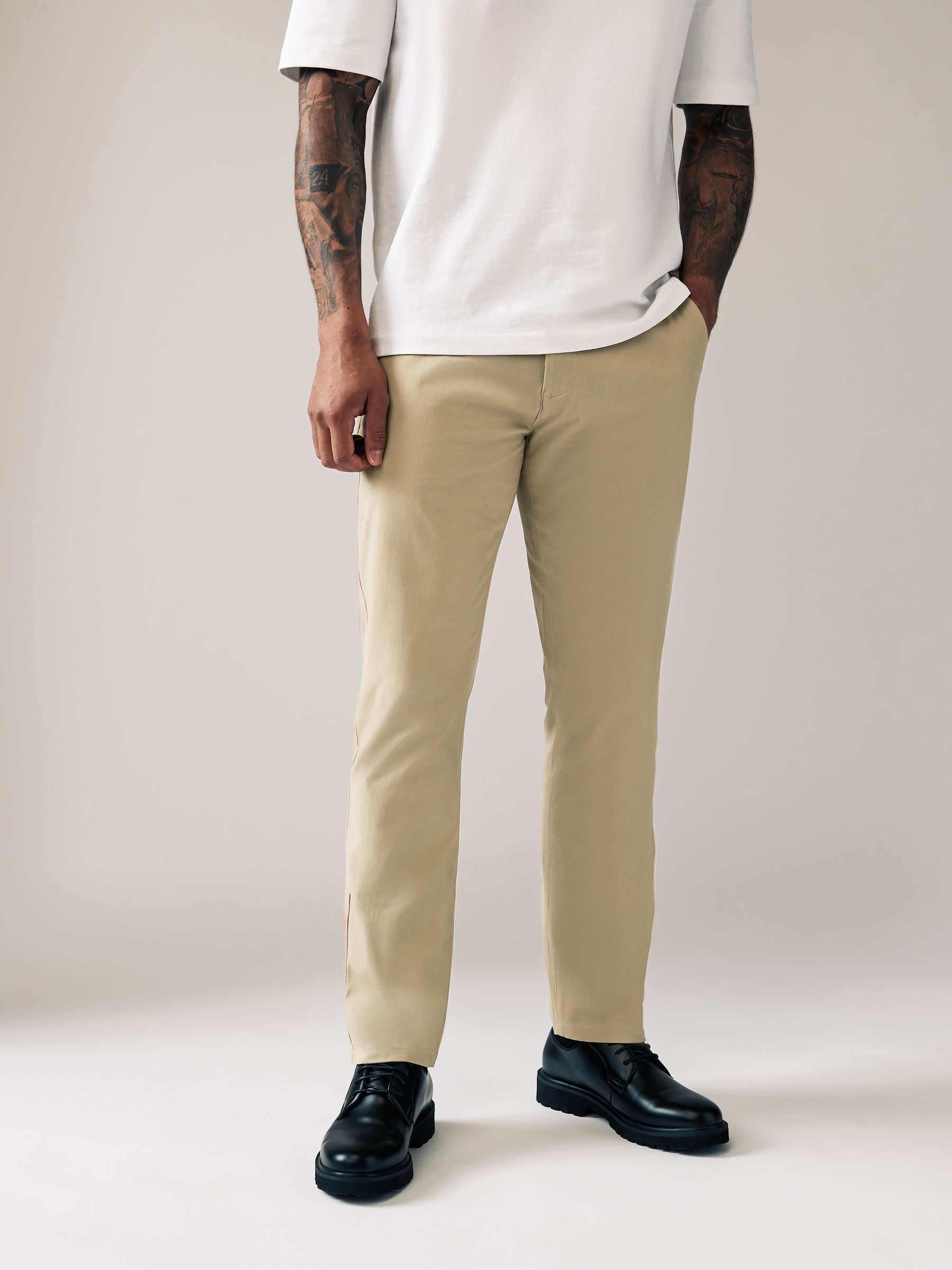 Stone Slim Fit Stretch Chinos Trousers