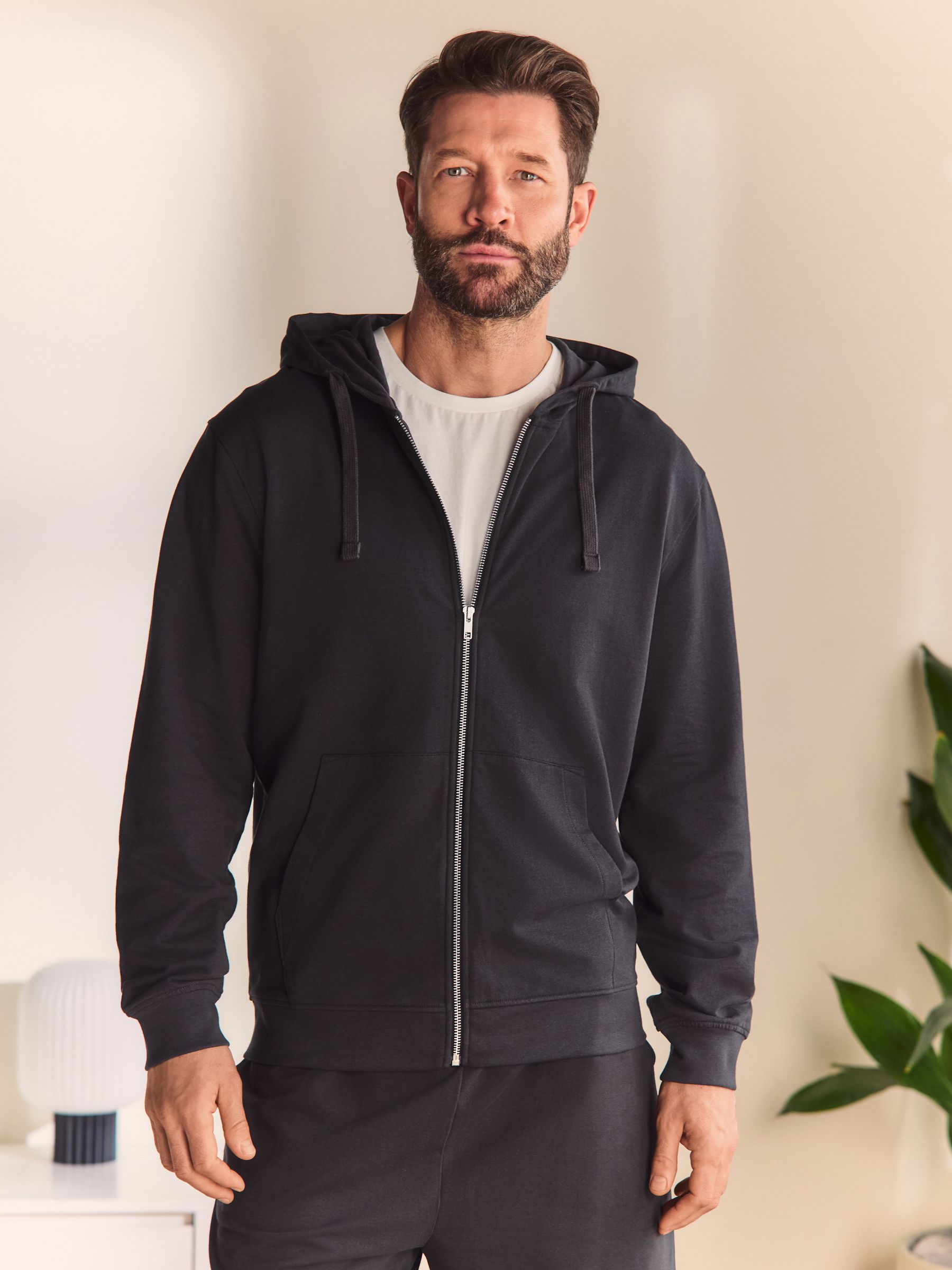 Slate Grey 100% Cotton Lightweight Zip Up Hoodie