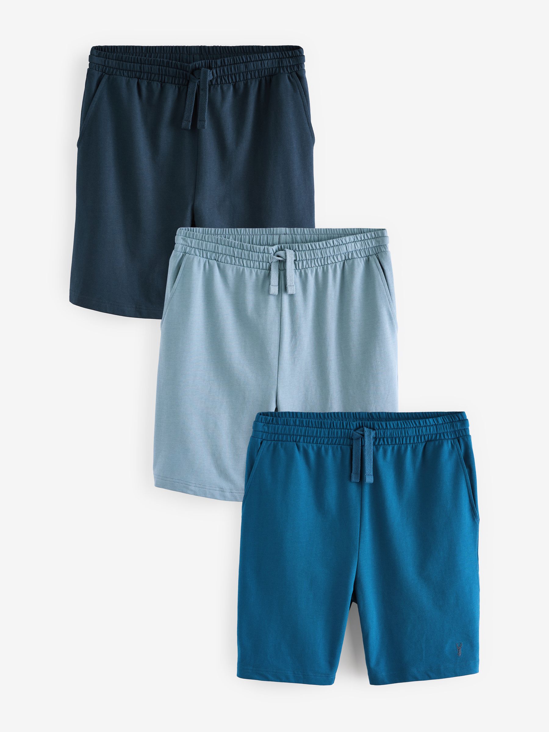 Blue Lightweight 100% Cotton Shorts 3 Pack
