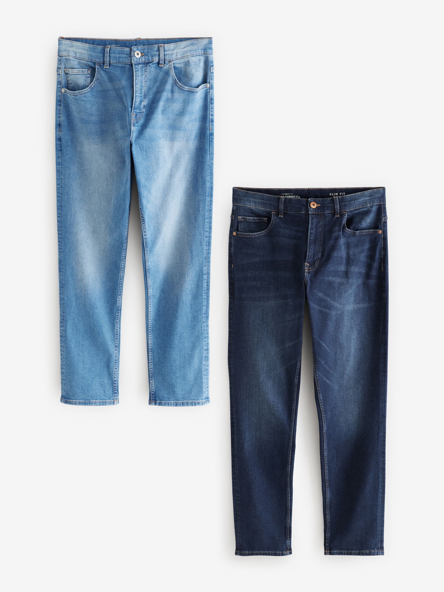Blue Mid/Blue Light 2 Pack Slim Fit Classic Stretch Jeans