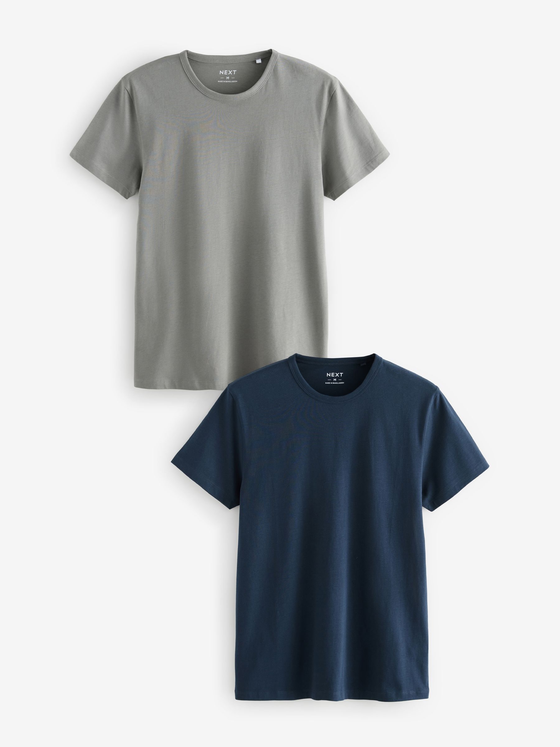 Navy Blue/Grey Slim Fit 100% Cotton Underwear T-Shirts 2 Pack