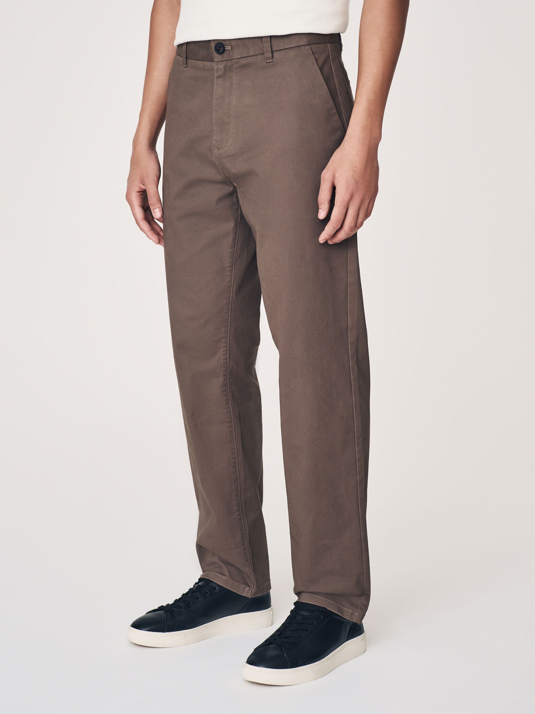Truffle Brown Straight Fit Stretch Chinos Trousers