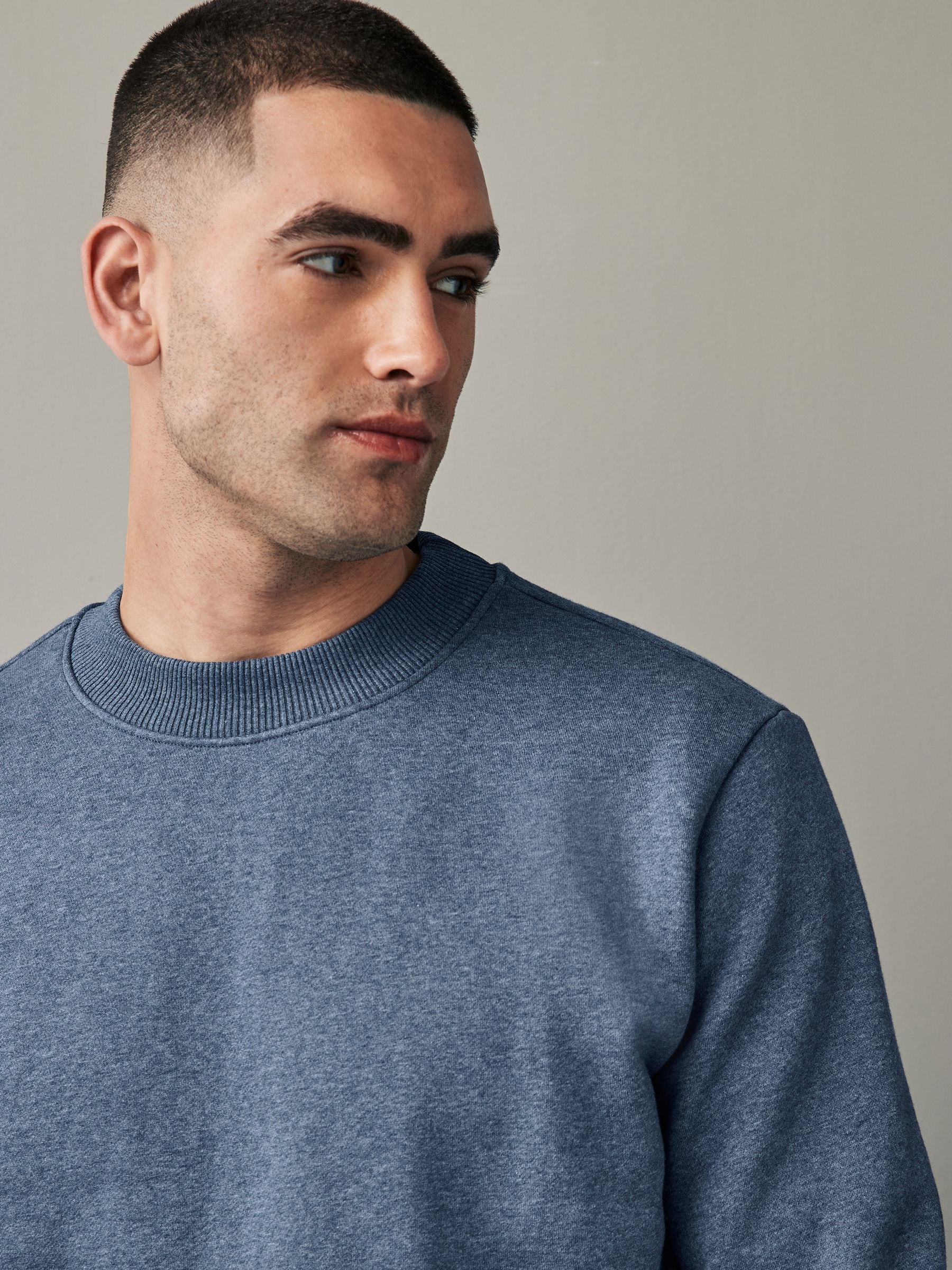 Denim Blue Rich Jersey Crew Sweatshirt