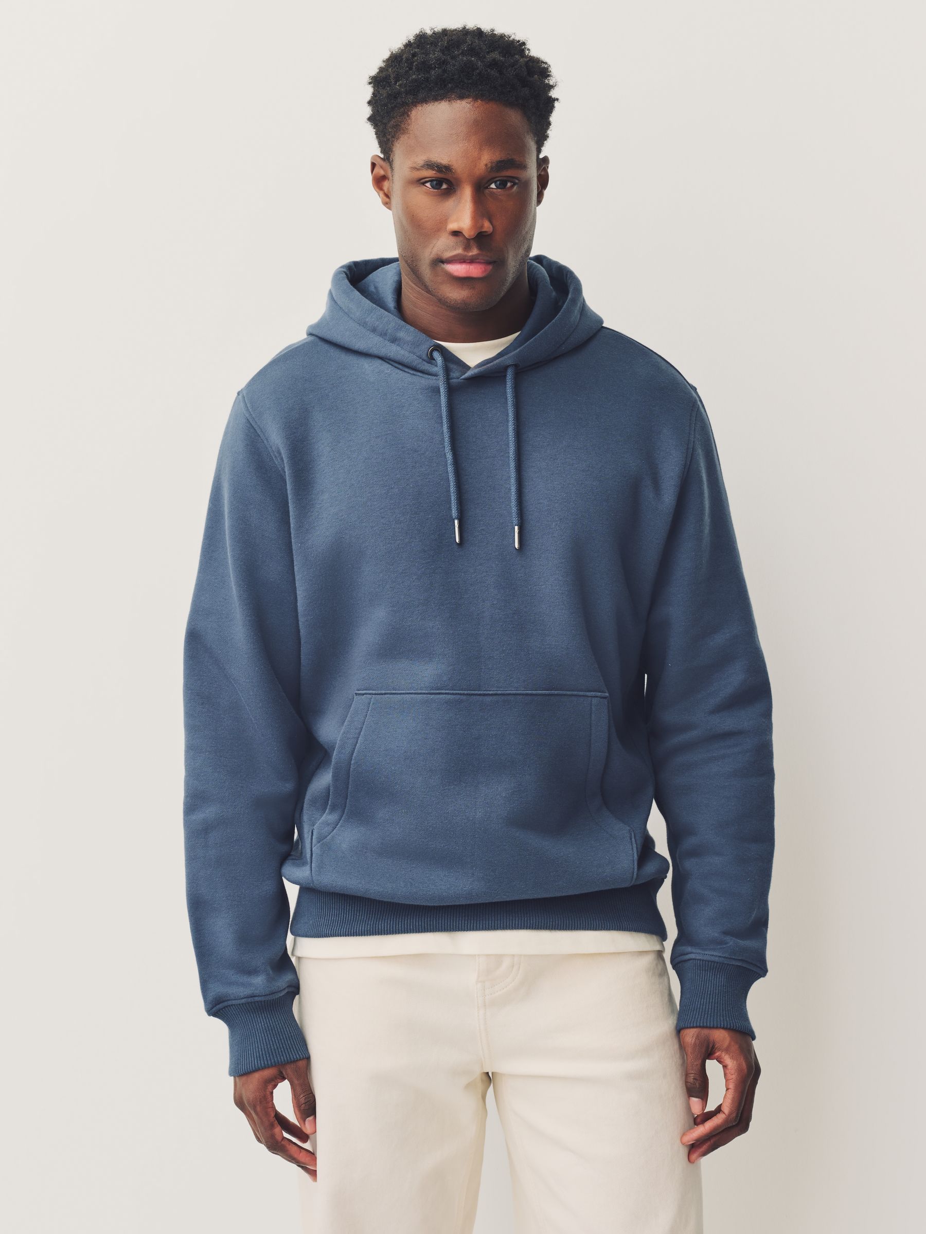 Steel Blue Regular Fit Rich Jersey Fabric Hoodie