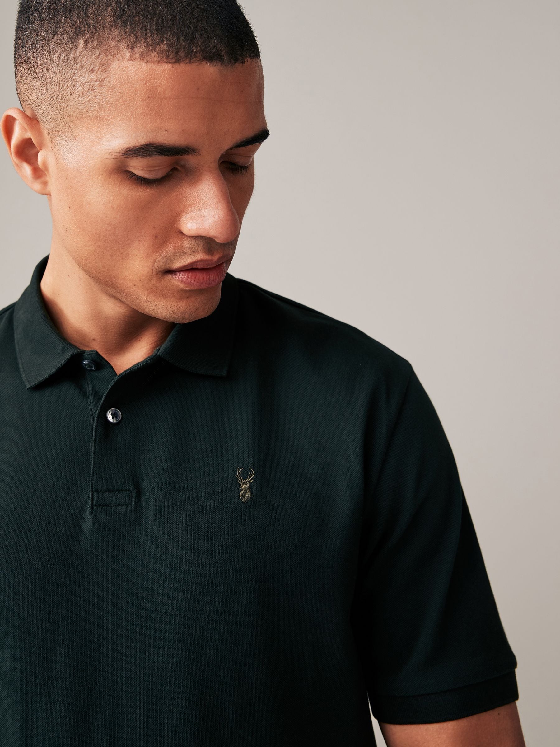 Olive Green Regular Fit Short Sleeve Pique Polo Shirt
