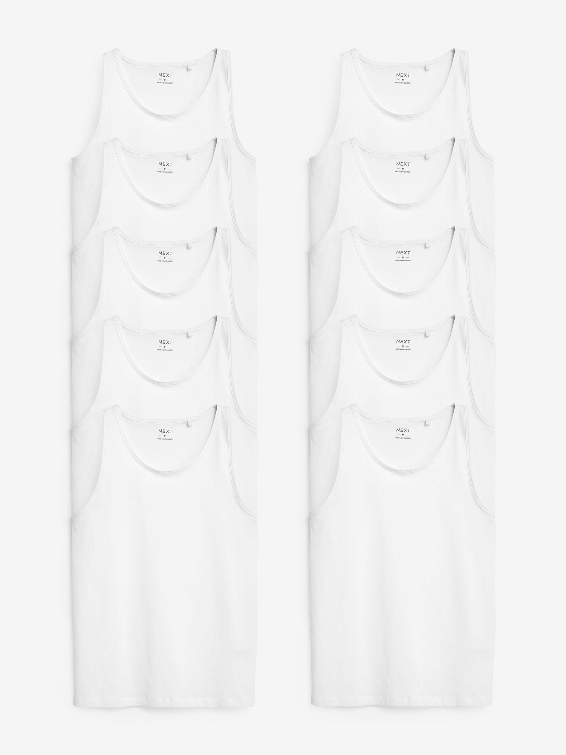 White 100% Cotton Vests 10 Pack