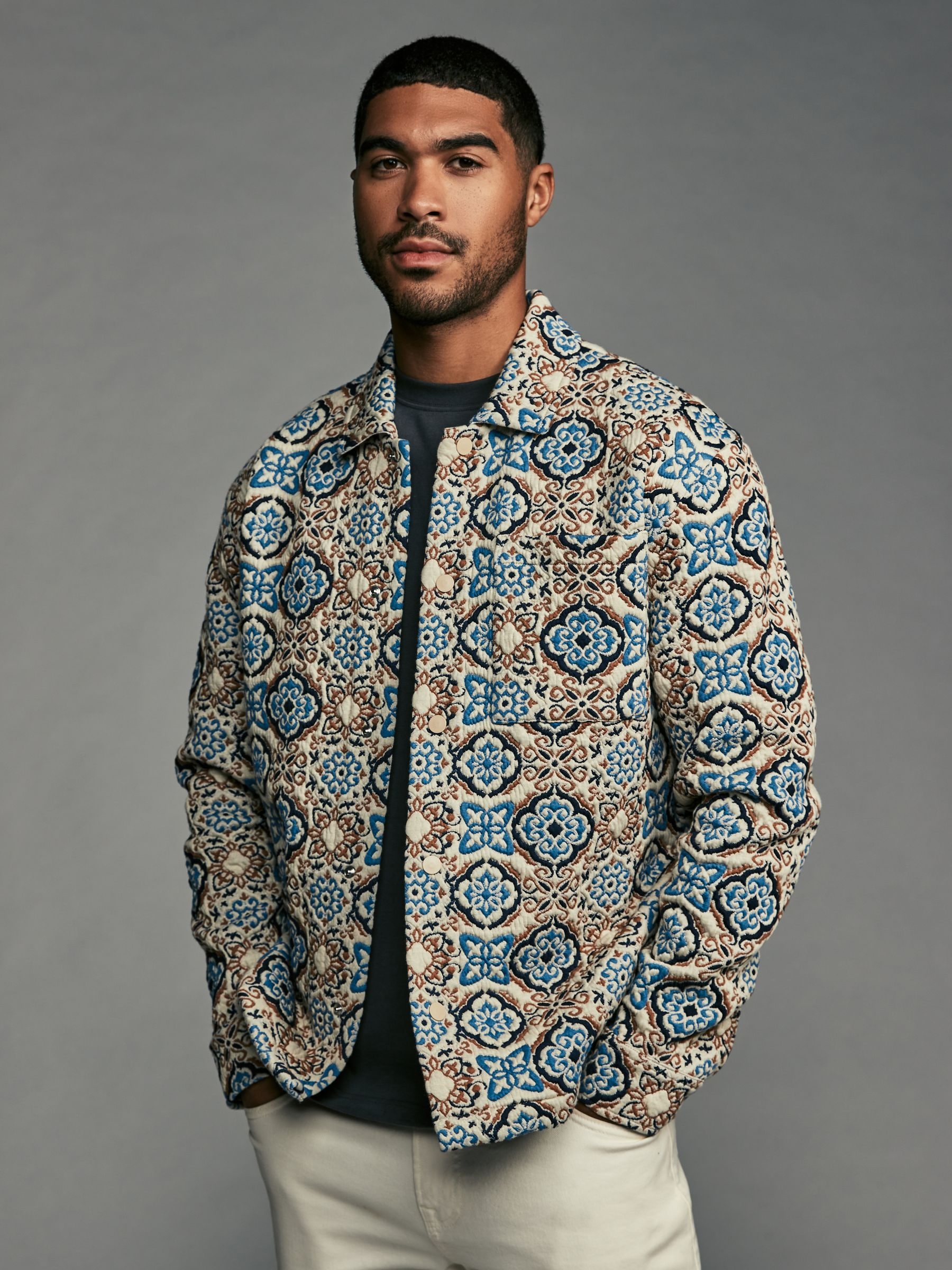 Multi Floral Quilted Tapestry Shacket