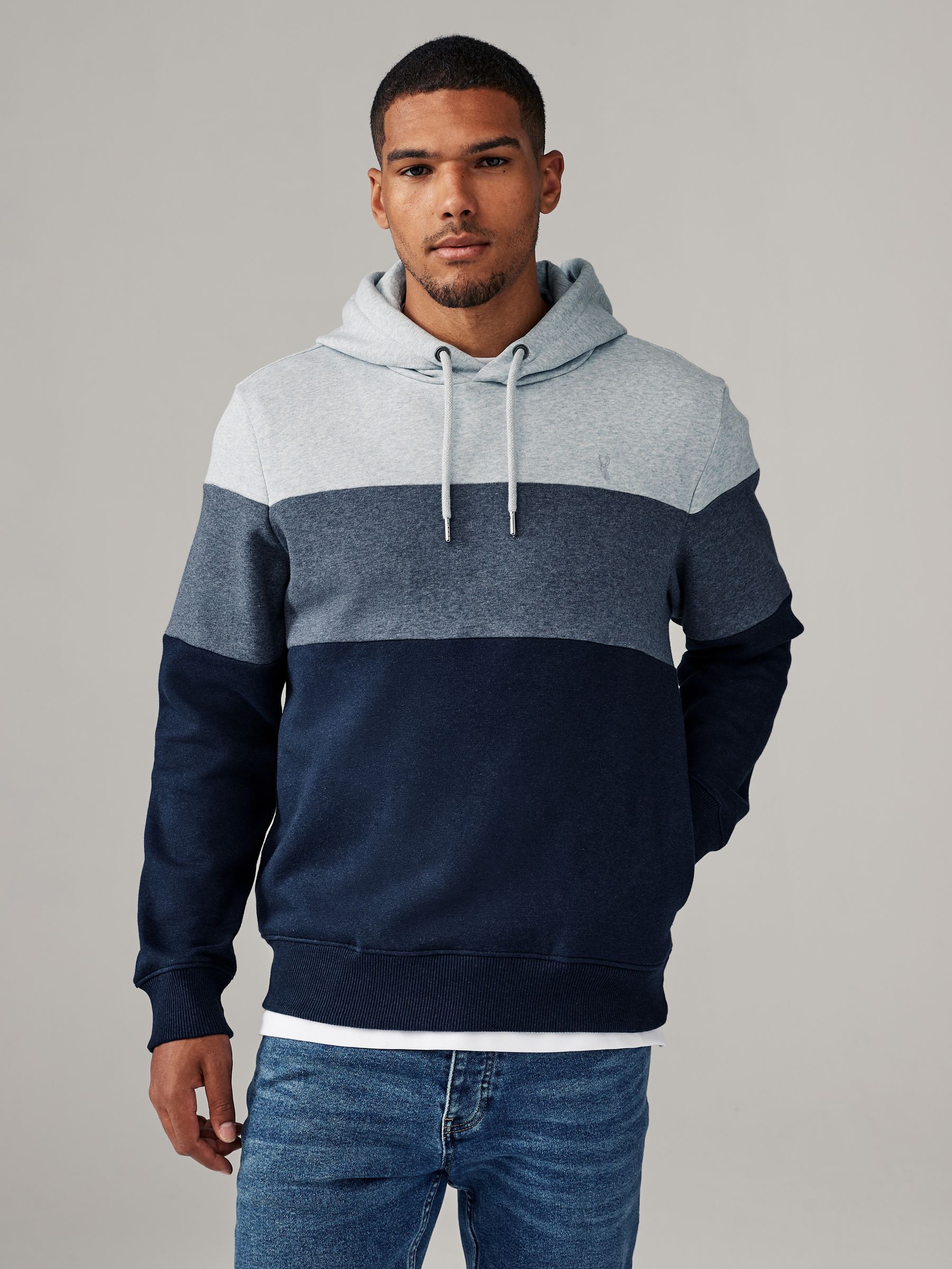 Blue Panel Blocking Hoodie