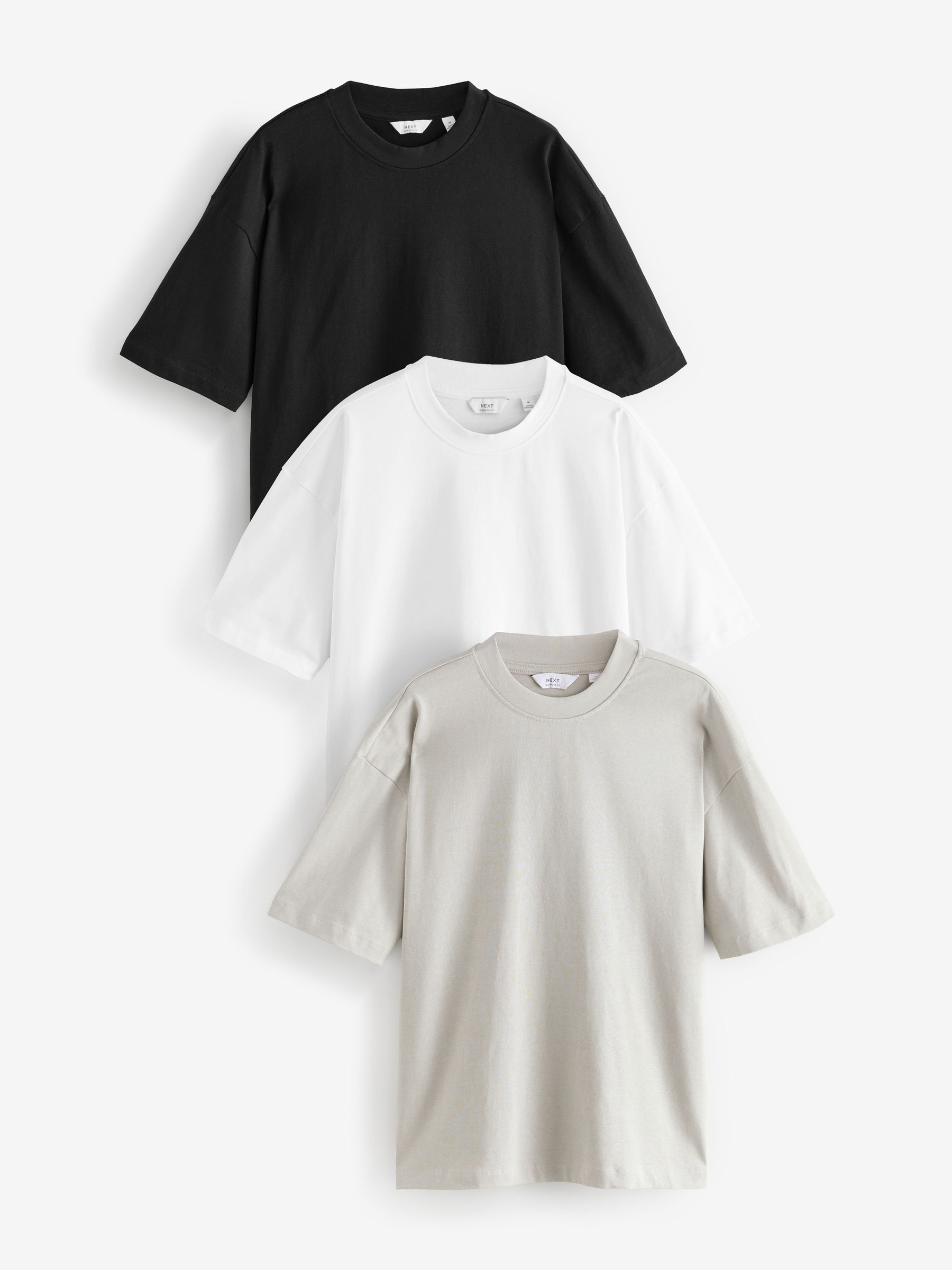 White/Black/Navy Oversized Heavyweight T-Shirts 3 Pack