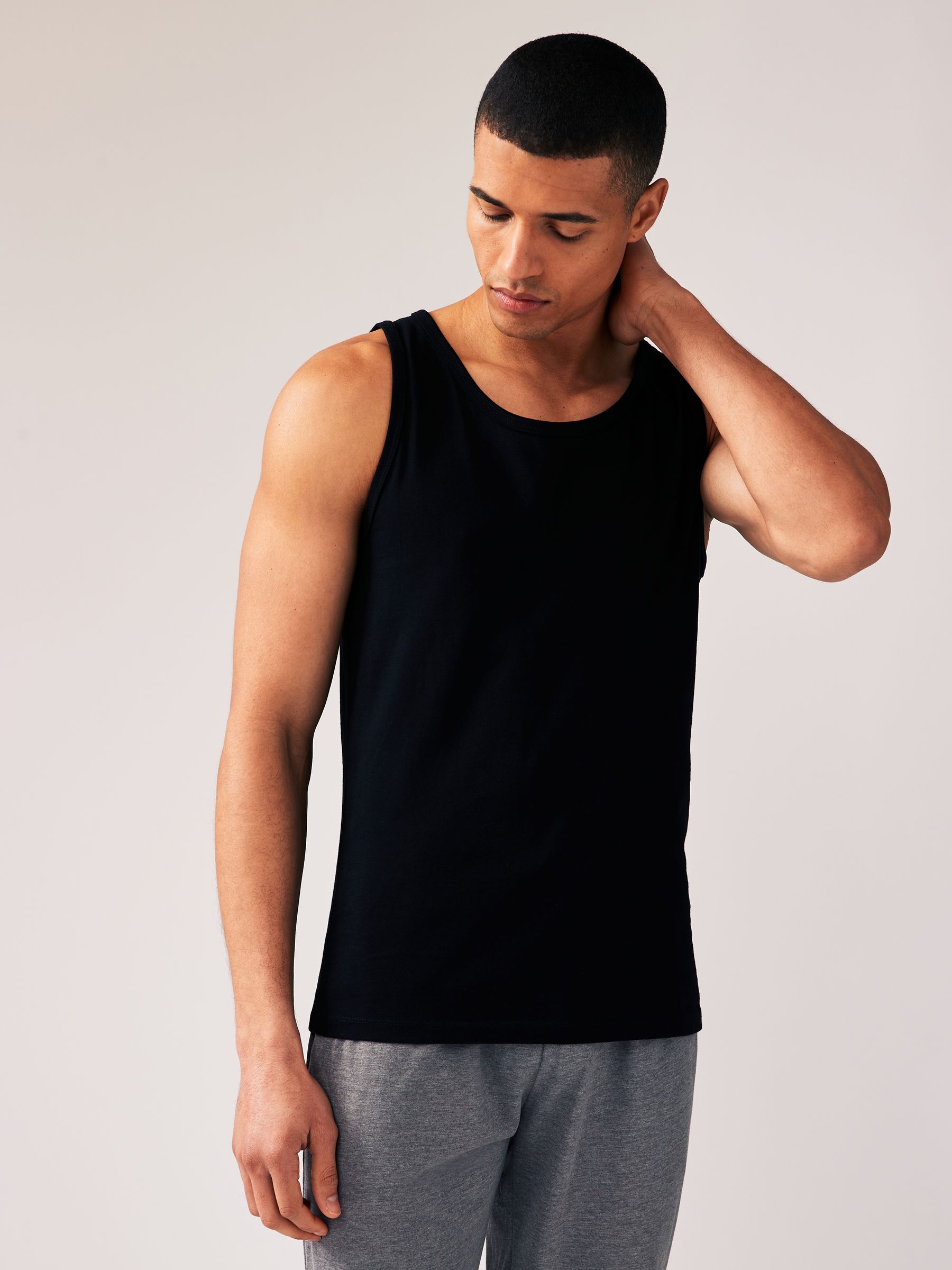 Black Pure 100% Cotton Vests 2 Pack