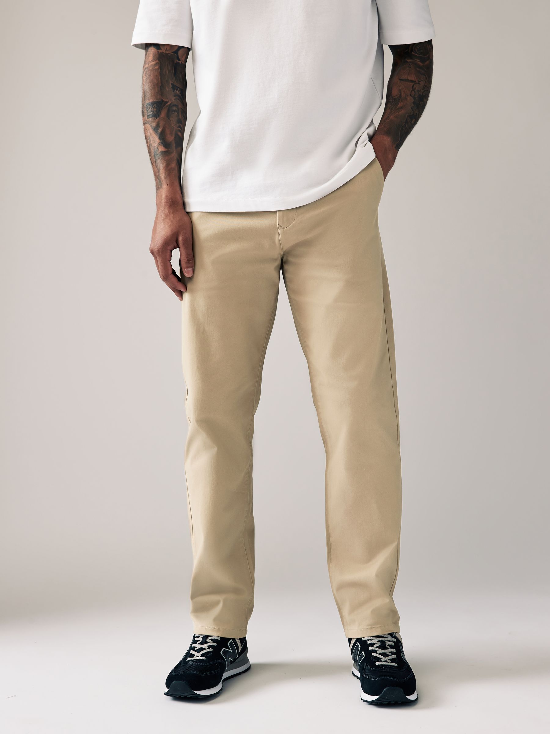 Stone Straight Fit Stretch Chinos Trousers